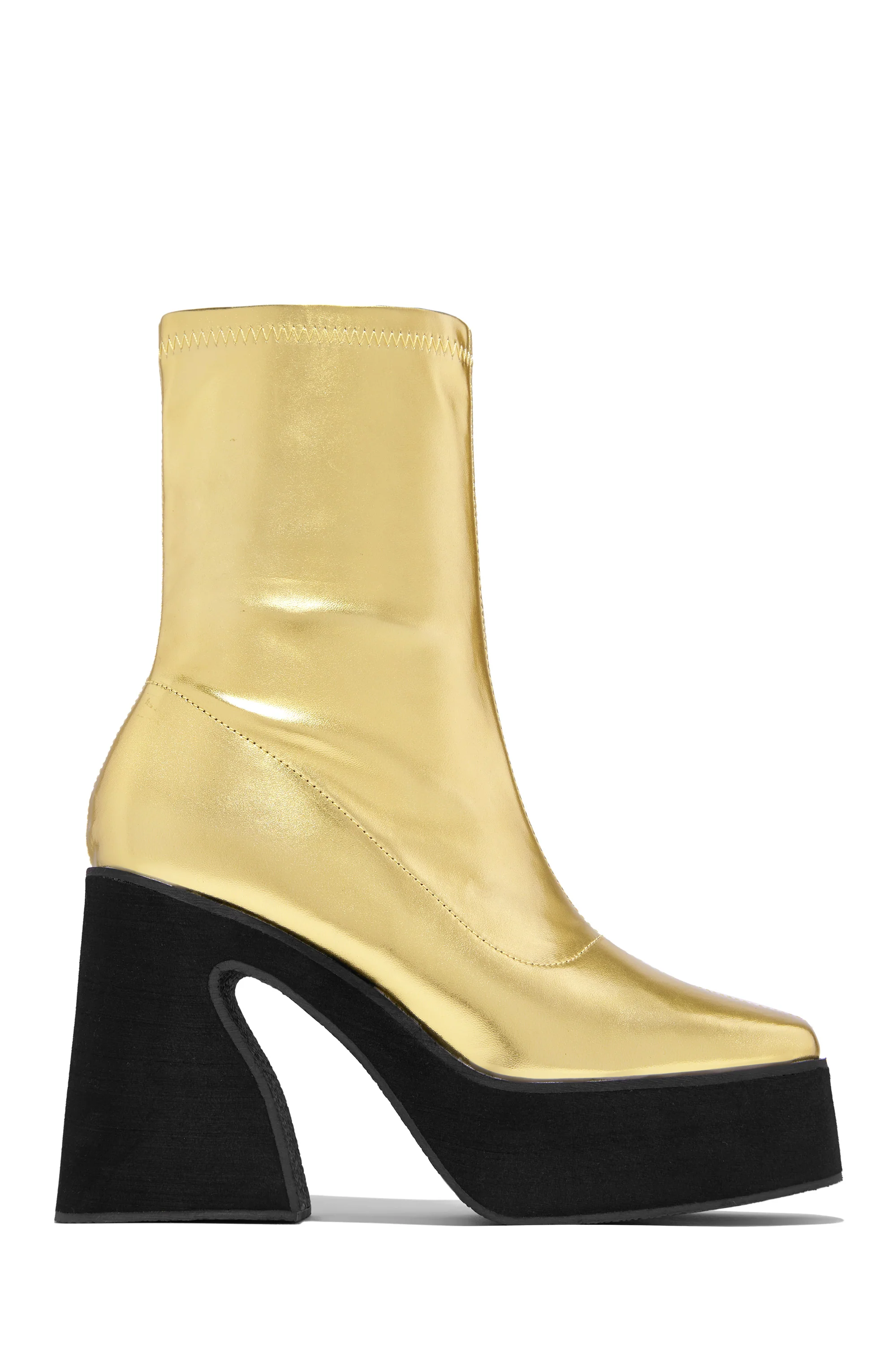 After Hours Block Heel Ankle Boots - Gold - Image 3