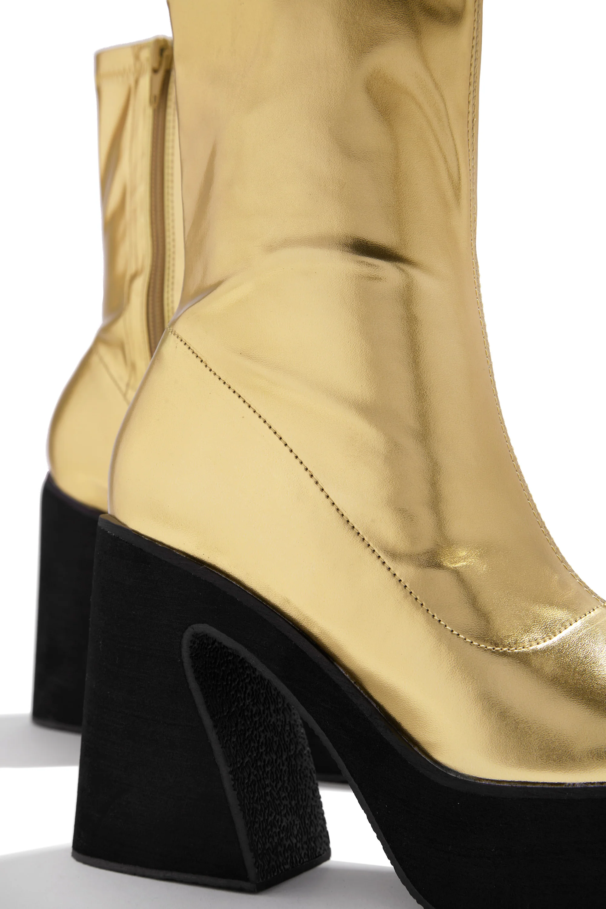 After Hours Block Heel Ankle Boots - Gold - Image 4