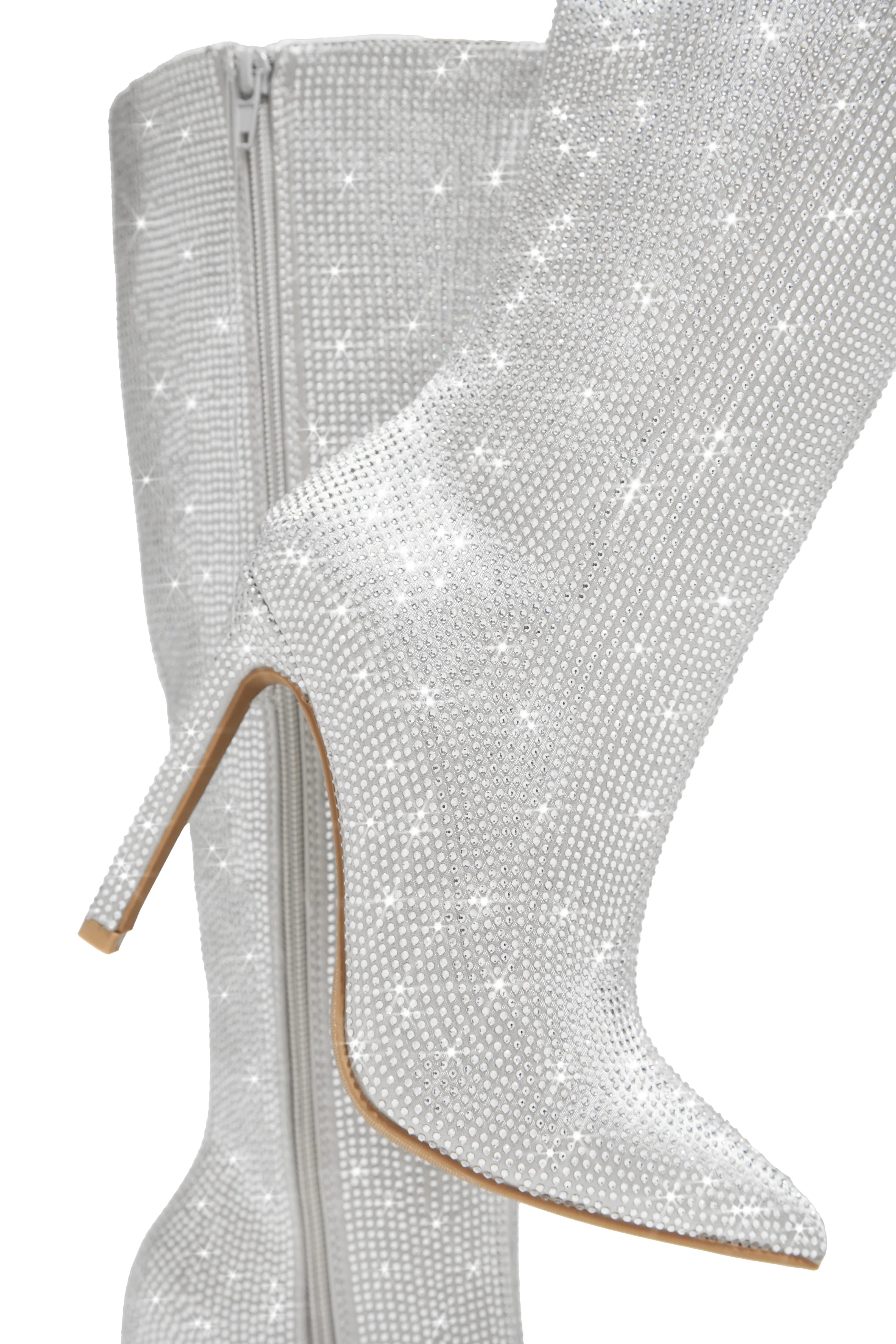After Party Embellished High Heel Boots - Silver - Image 5