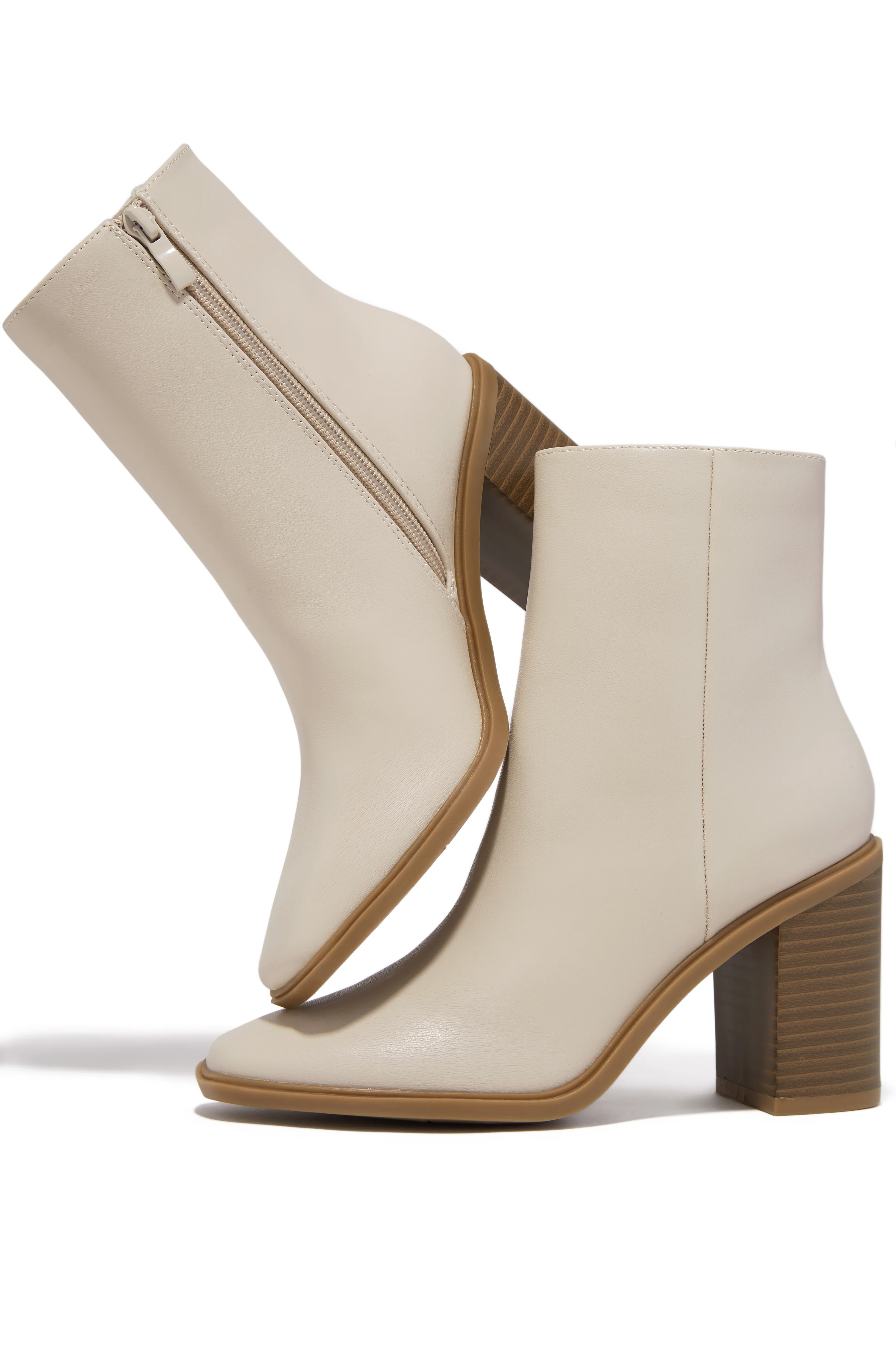Alette Block Heel Ankle Boots - Ivory - Image 2