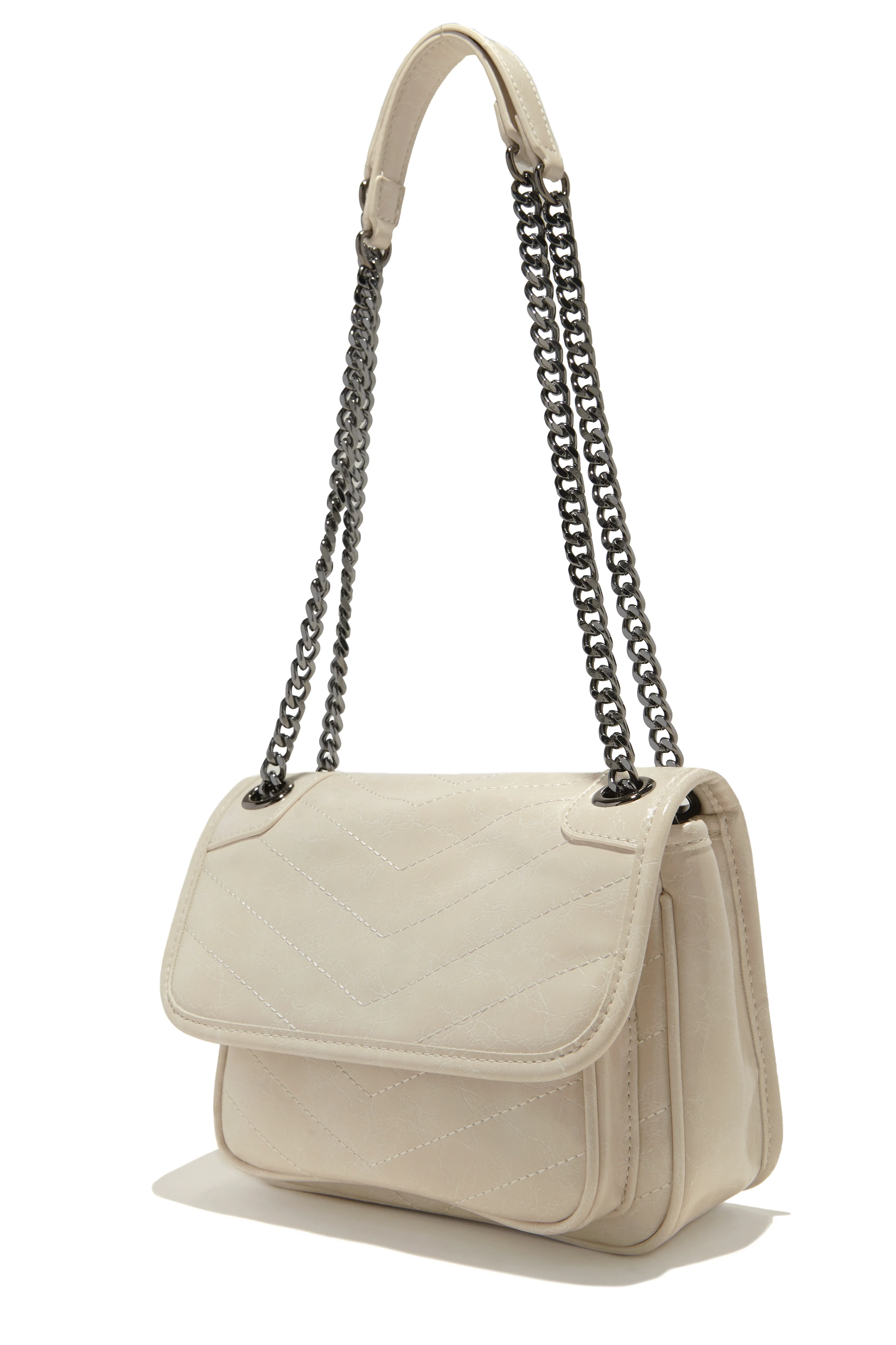 Alicia Quilted Flap Crossbody Bag - Ivory - Image 8