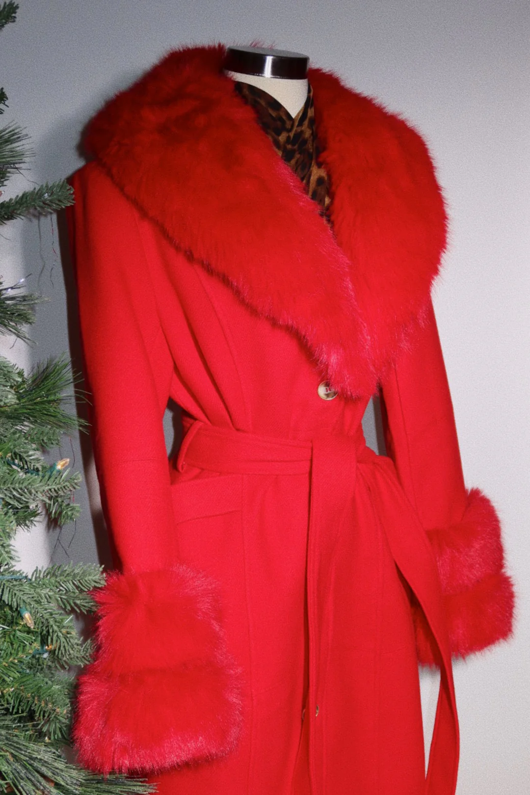 All Eyes On Her Faux Fur Coat - Red - Image 4