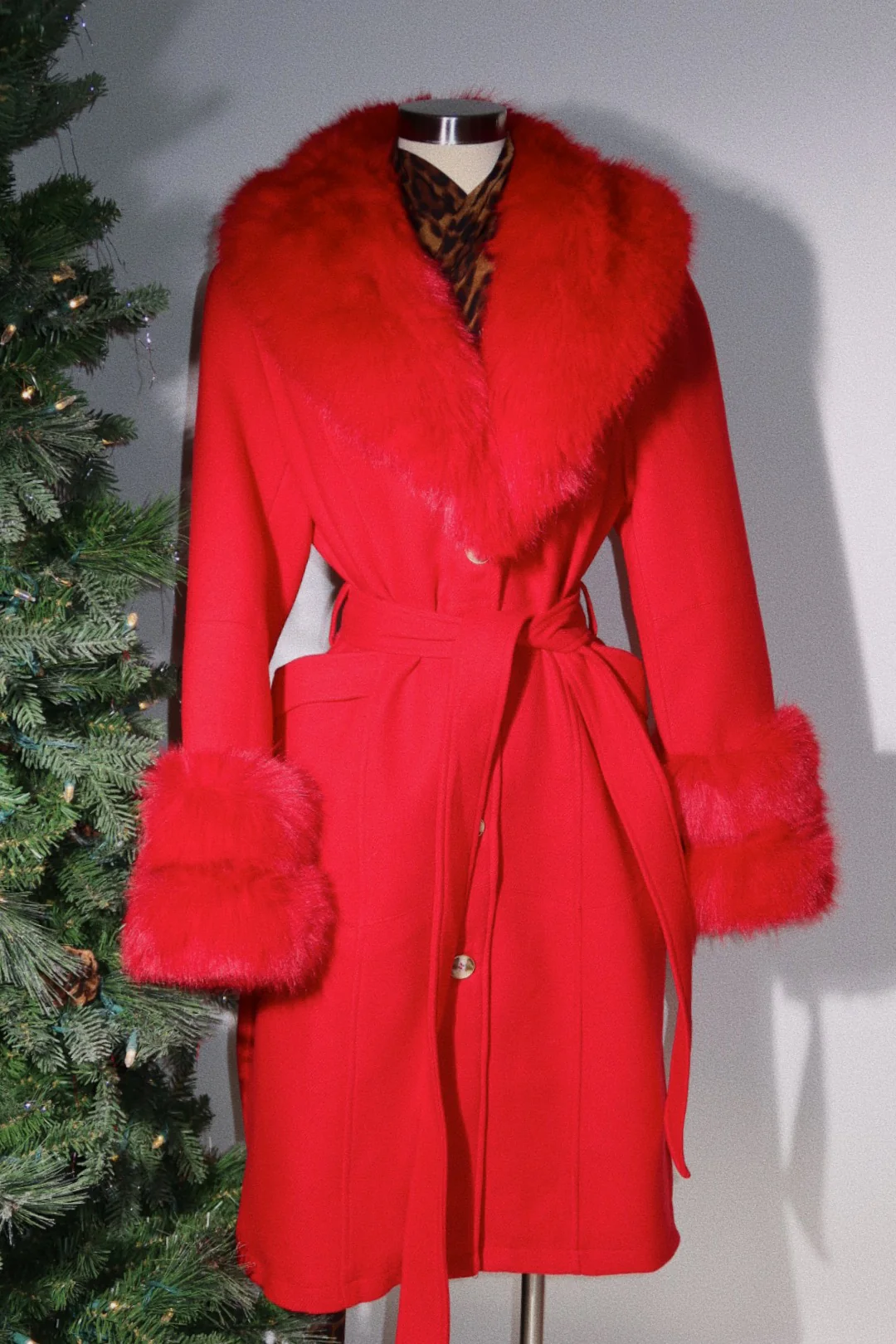 All Eyes On Her Faux Fur Coat - Red - Image 5
