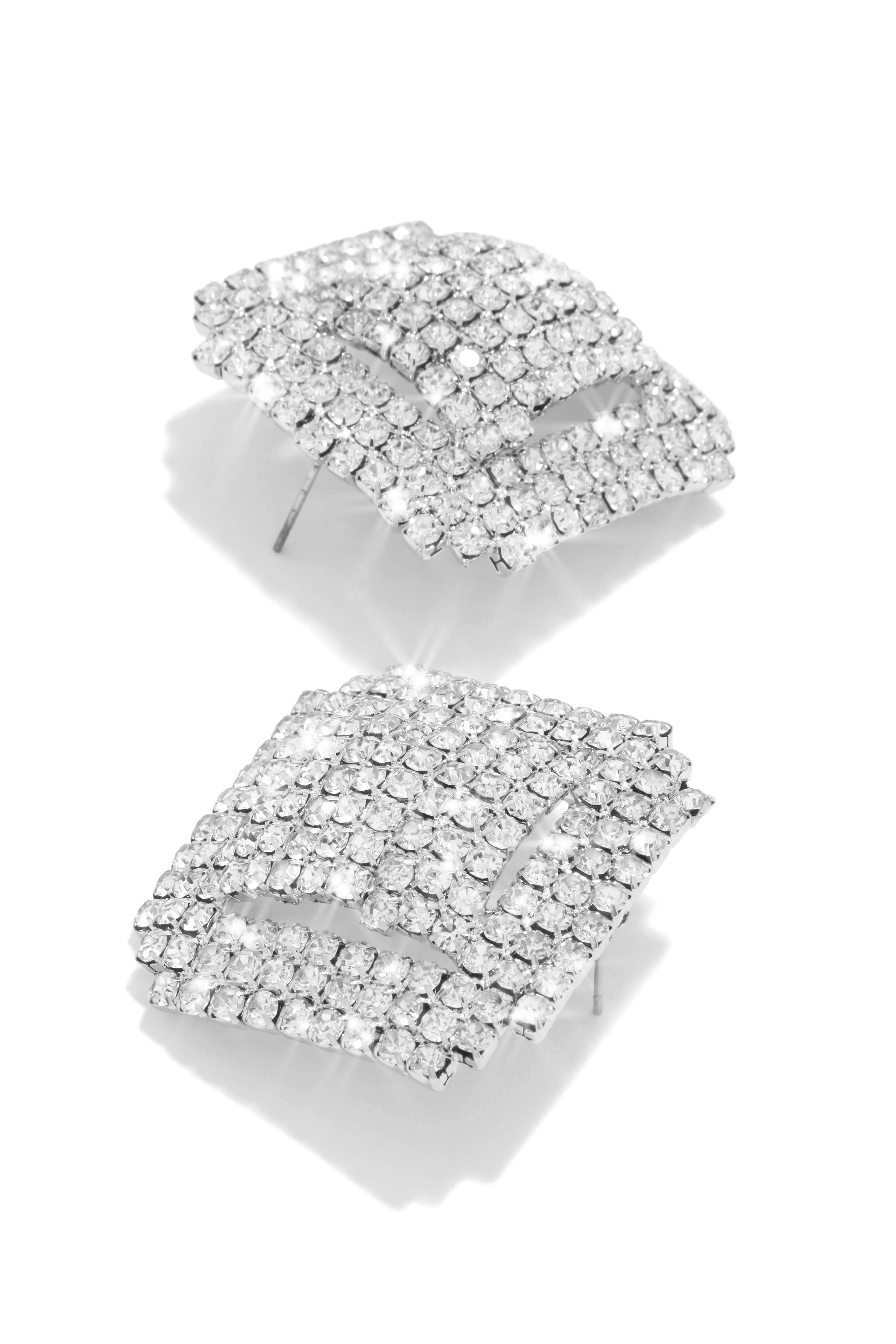 Alyson Embellished Statement Earring - Silver