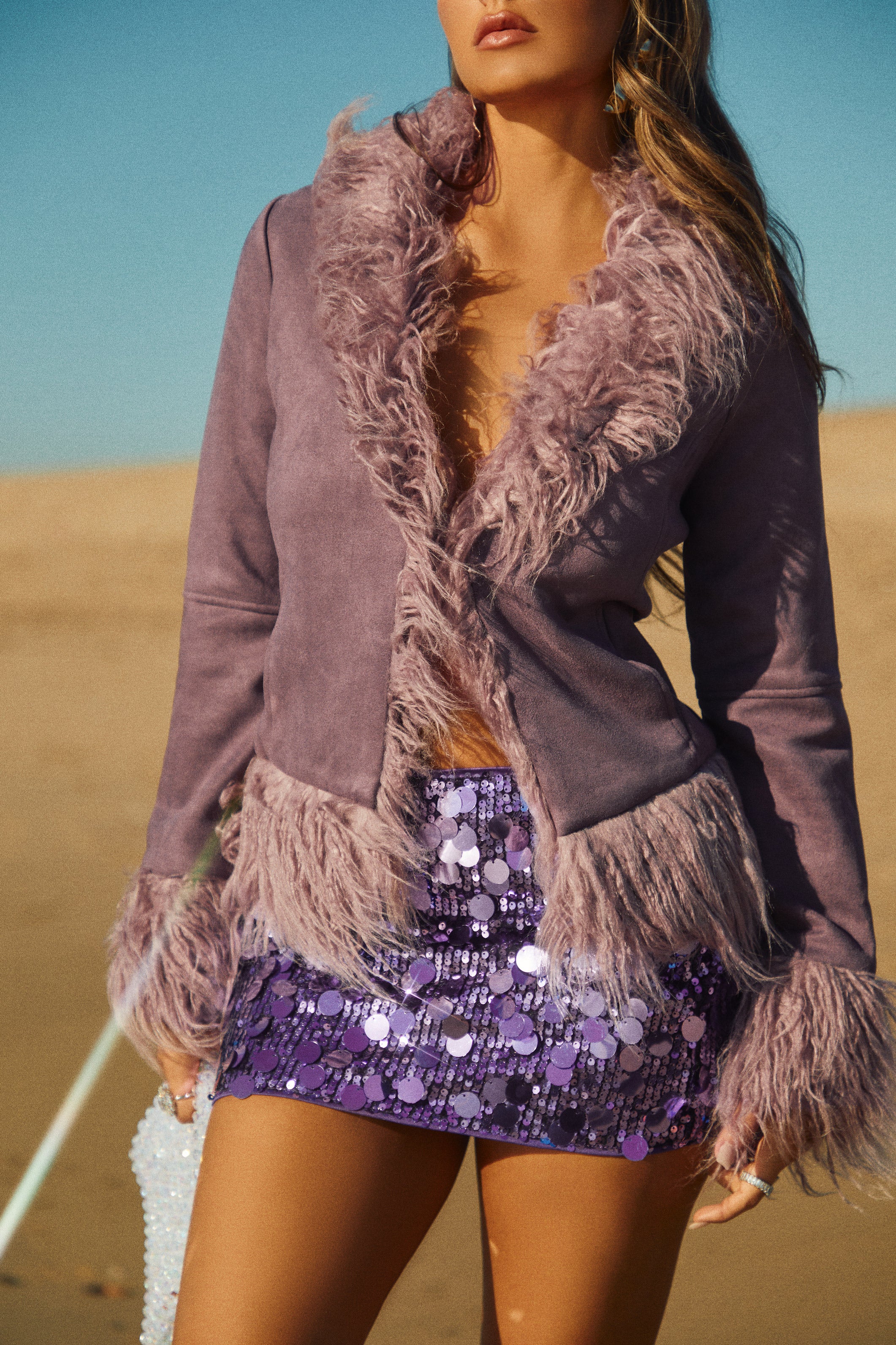 Amania Sequins Mini Skirt - Purple - Image 4