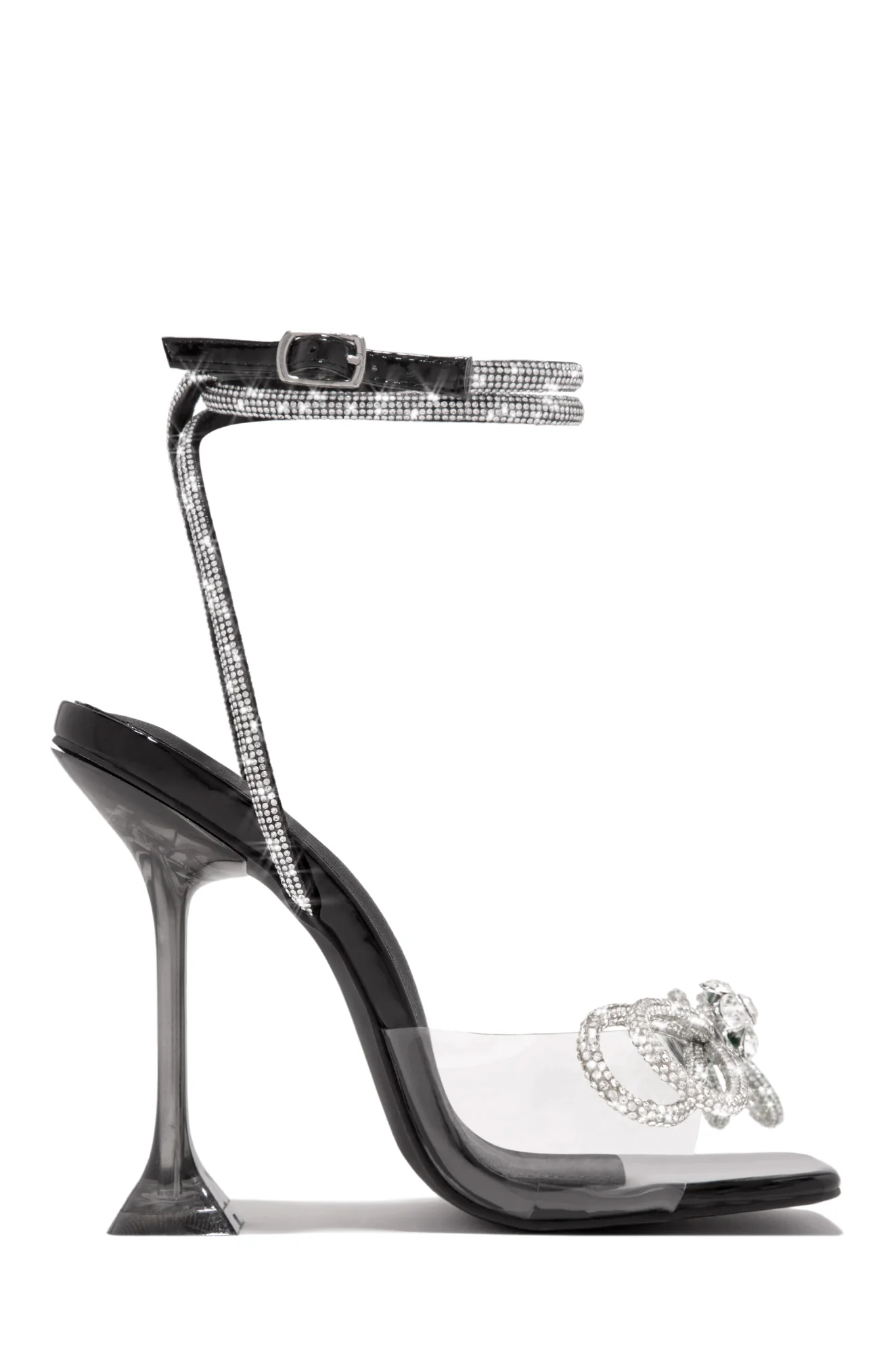 Amaria Embellished Bow Strap High Heels - Black - Image 8