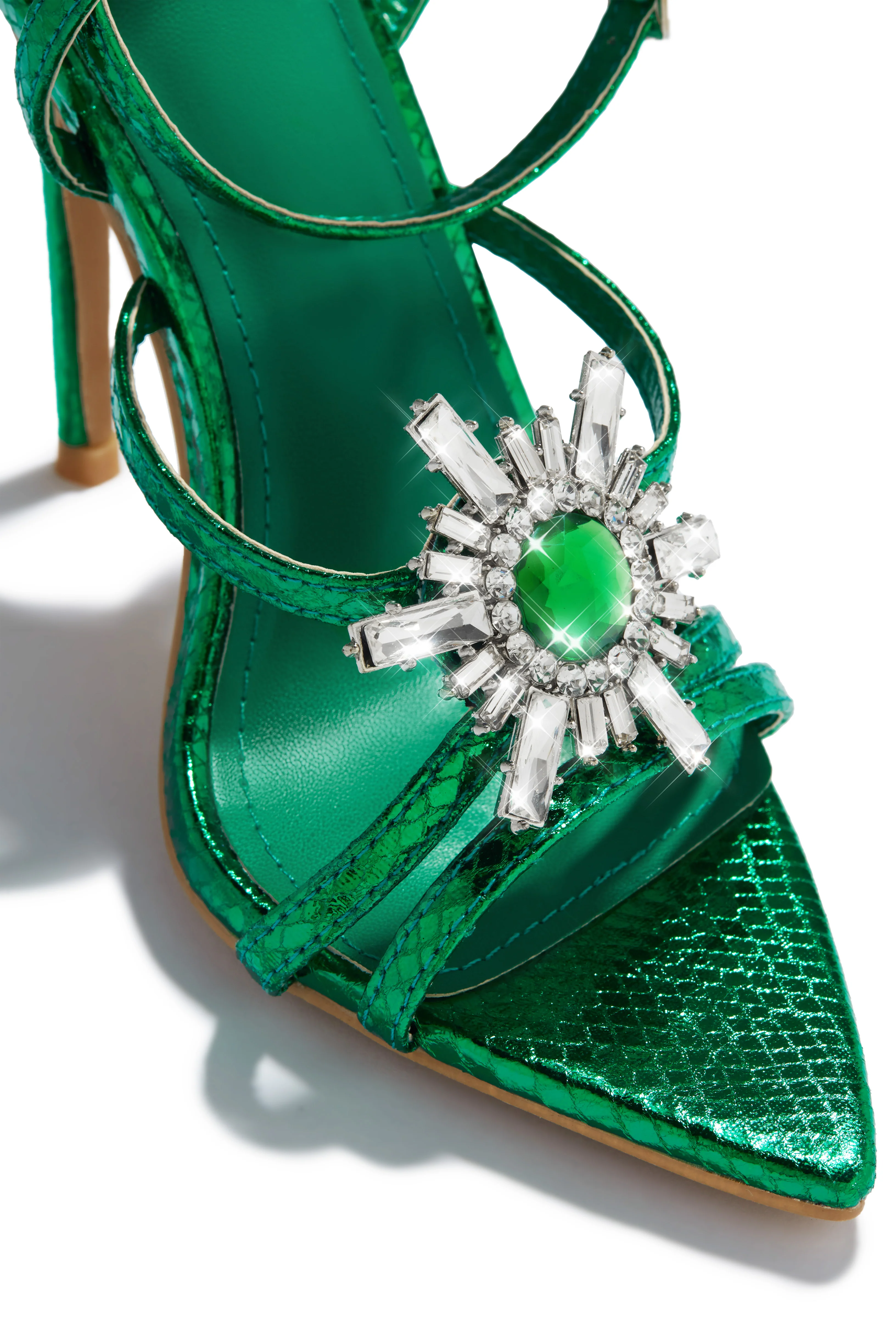 Ameira Embellished High Heels - Green - Image 3