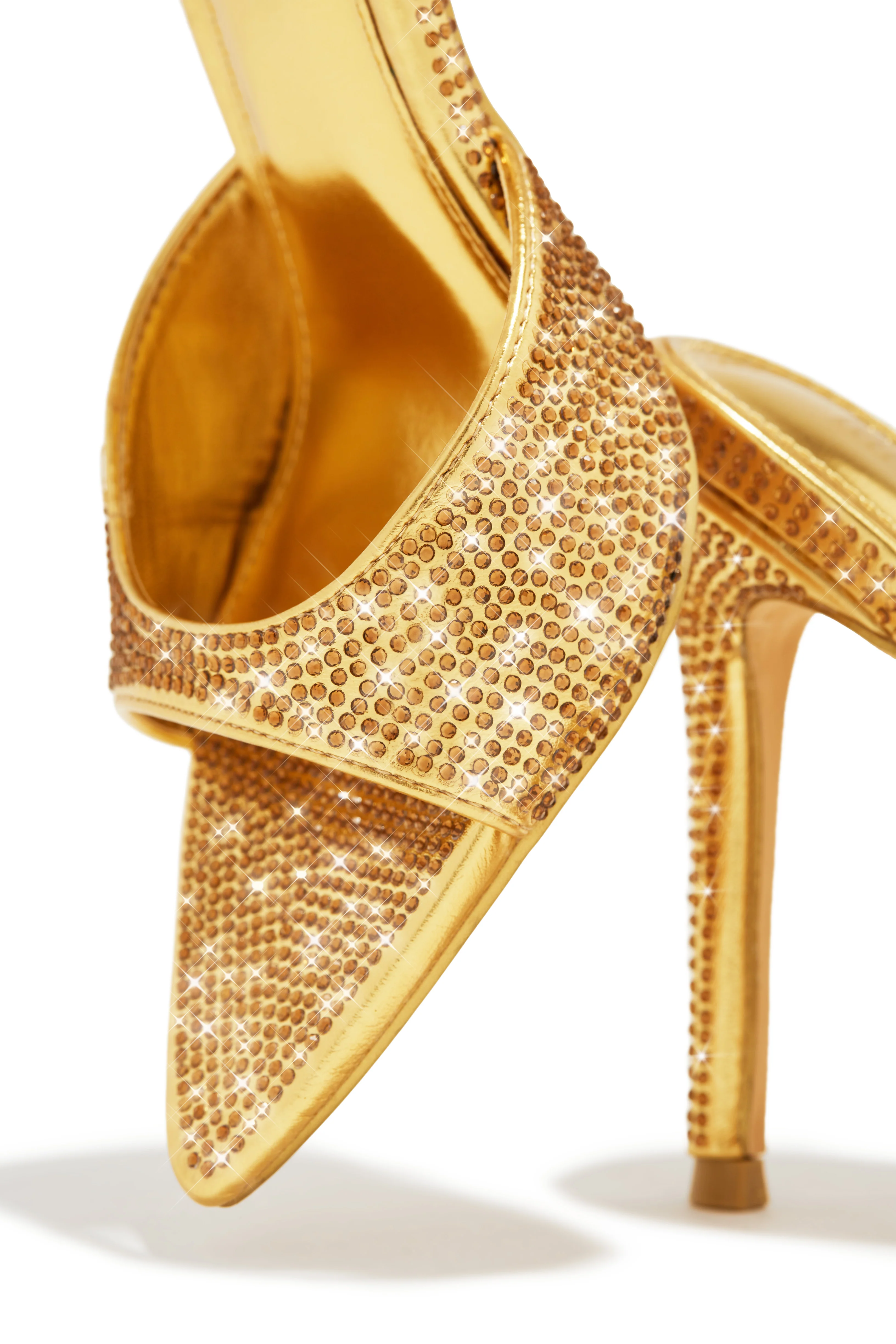 Amiah Embellished High Heel Mules - Gold - Image 4