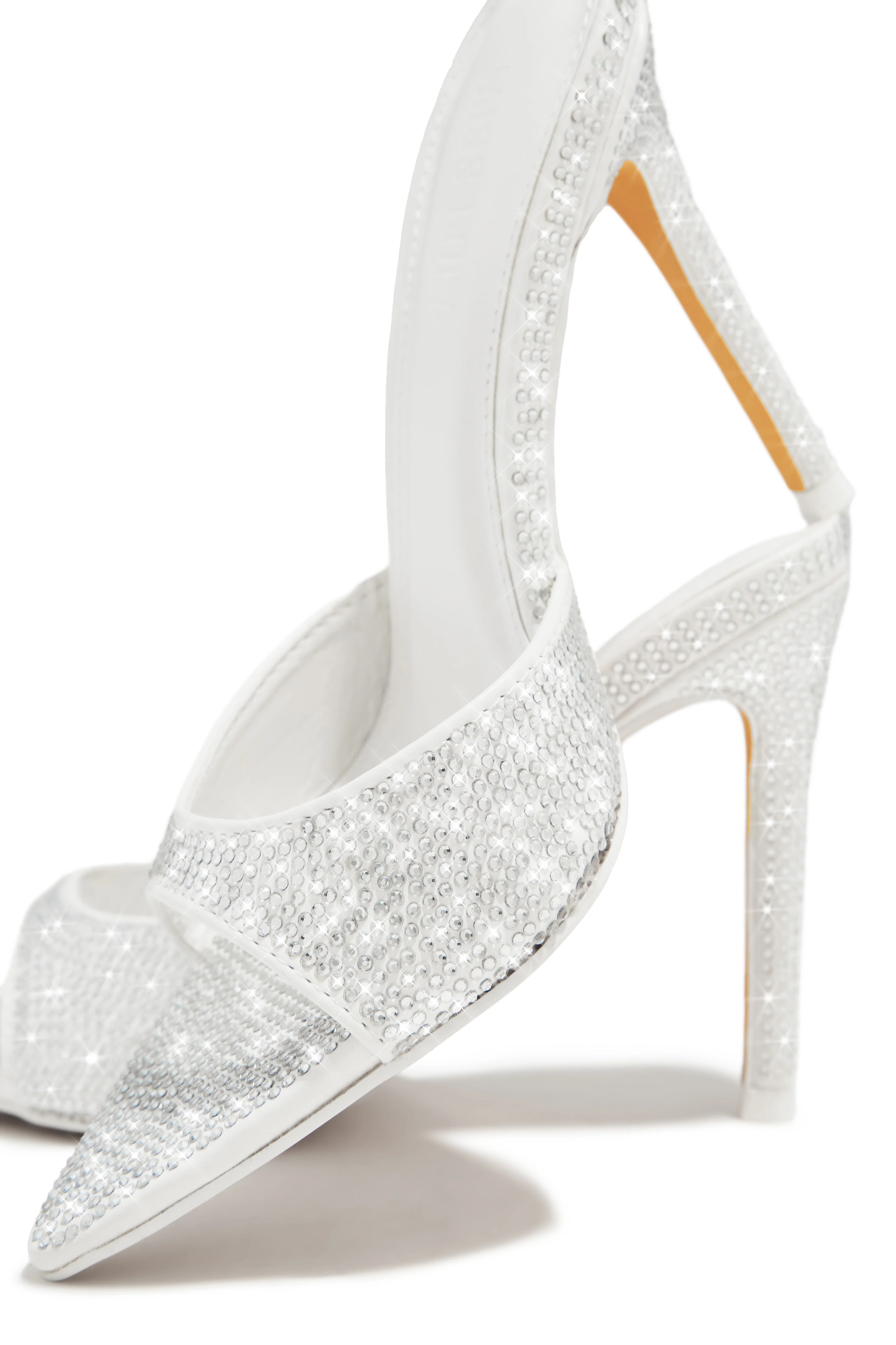 Amiah Embellished High Heel Mules - White - Image 5