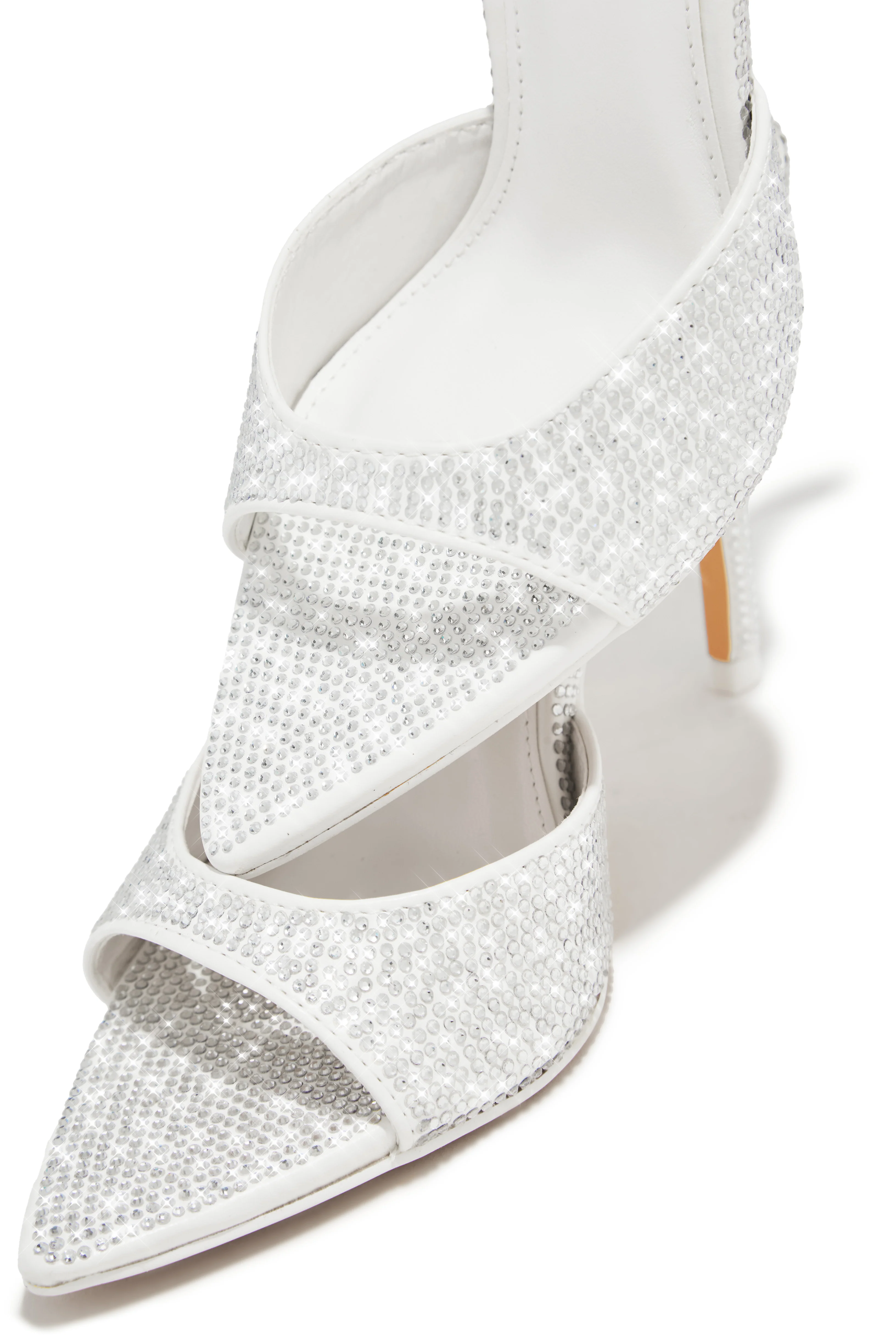 Amiah Embellished High Heel Mules - White - Image 8