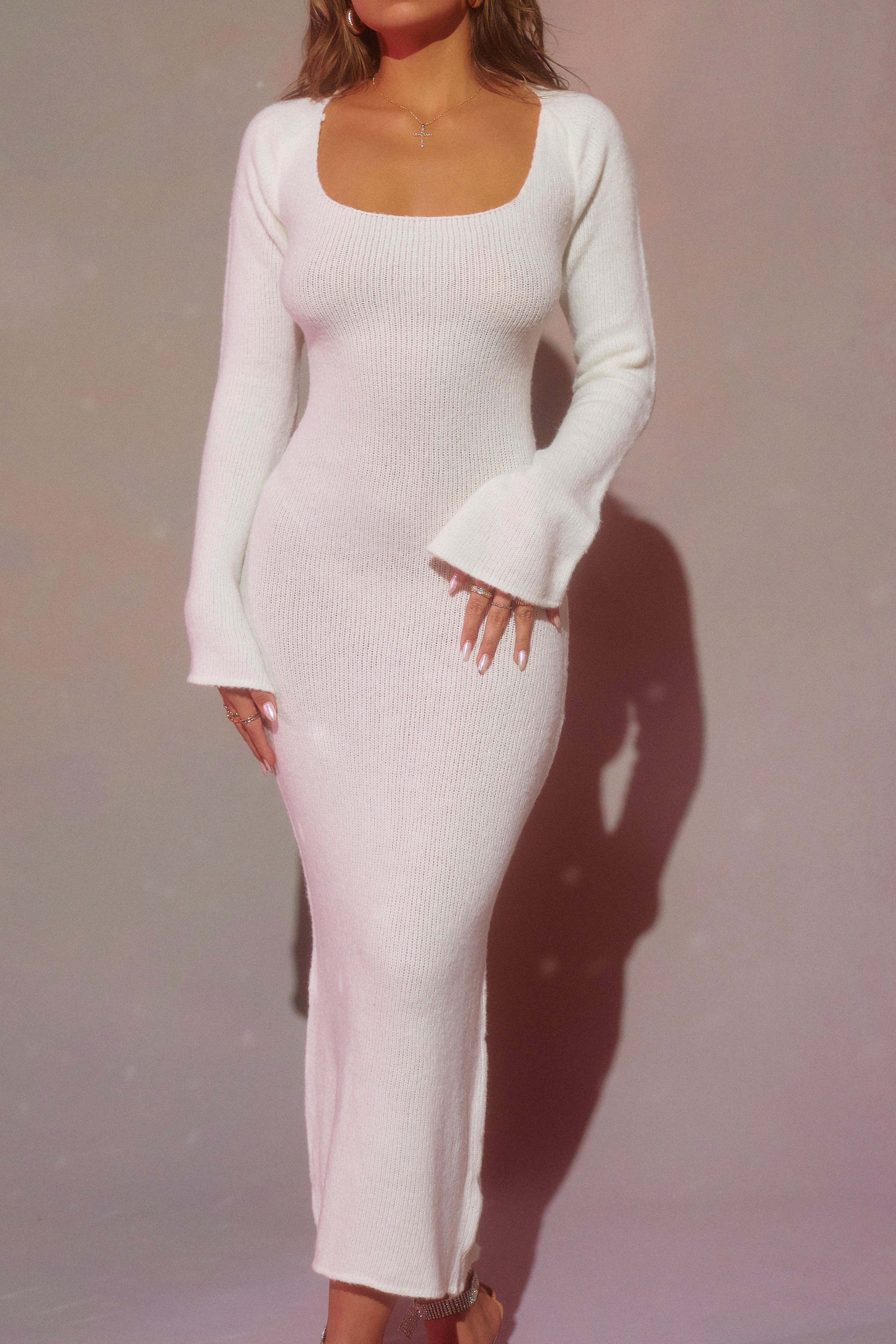 Andrea Long Sleeve Maxi Dress - White - Image 11