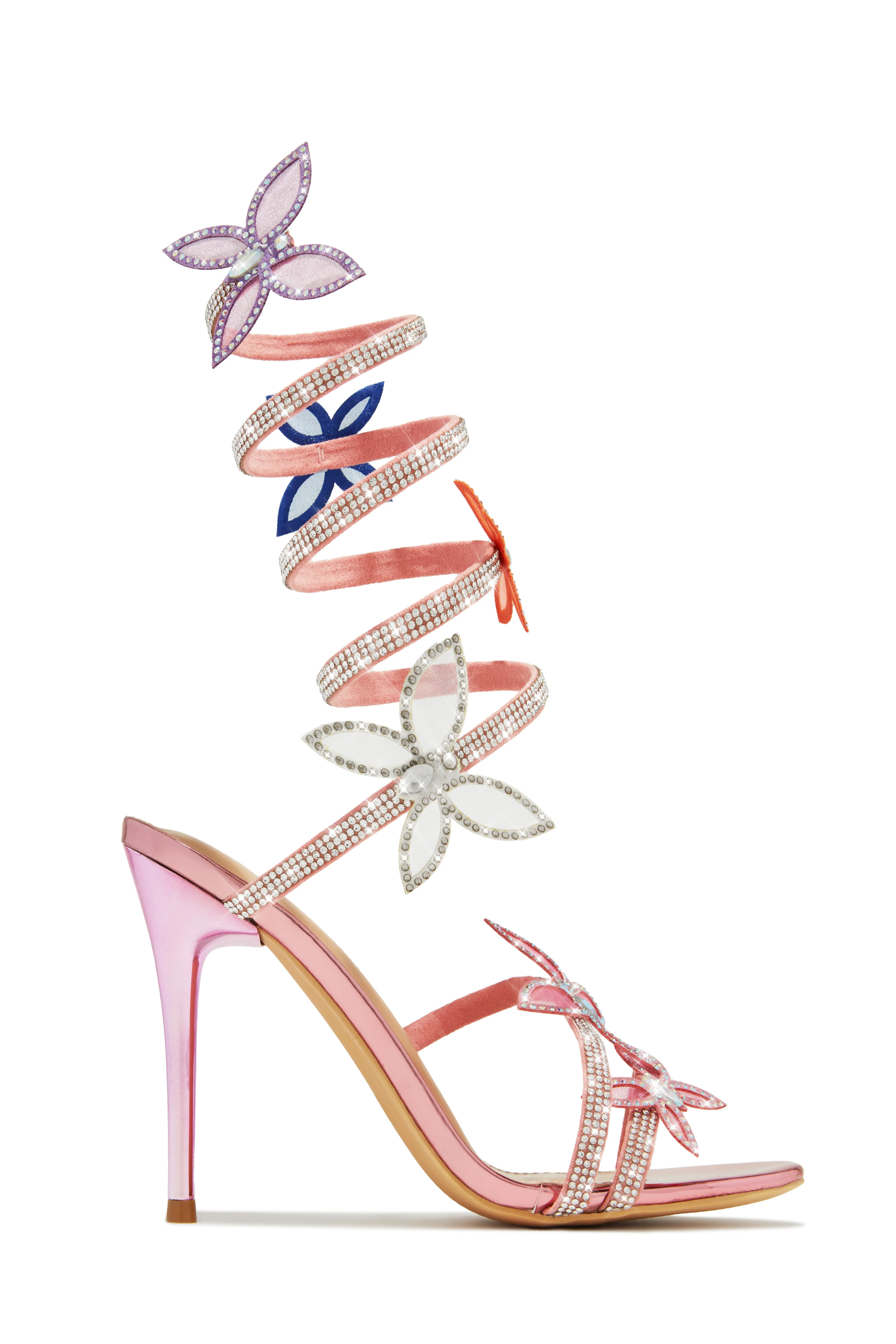 Fantasy Multi Color Around The Ankle Coil Heels - Silver - Image 7