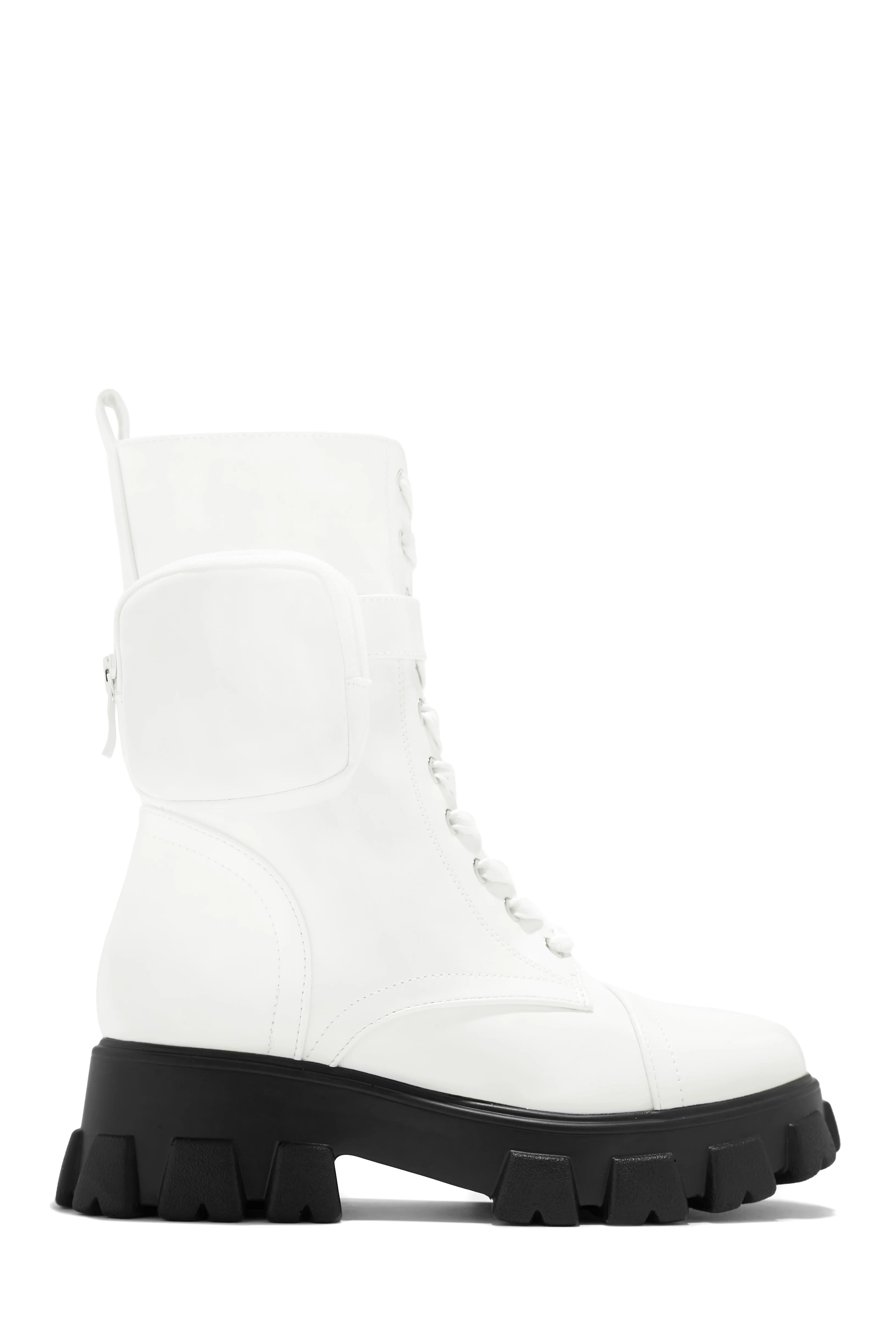 Arctic Chic Flat Combat Boots - White - Image 4