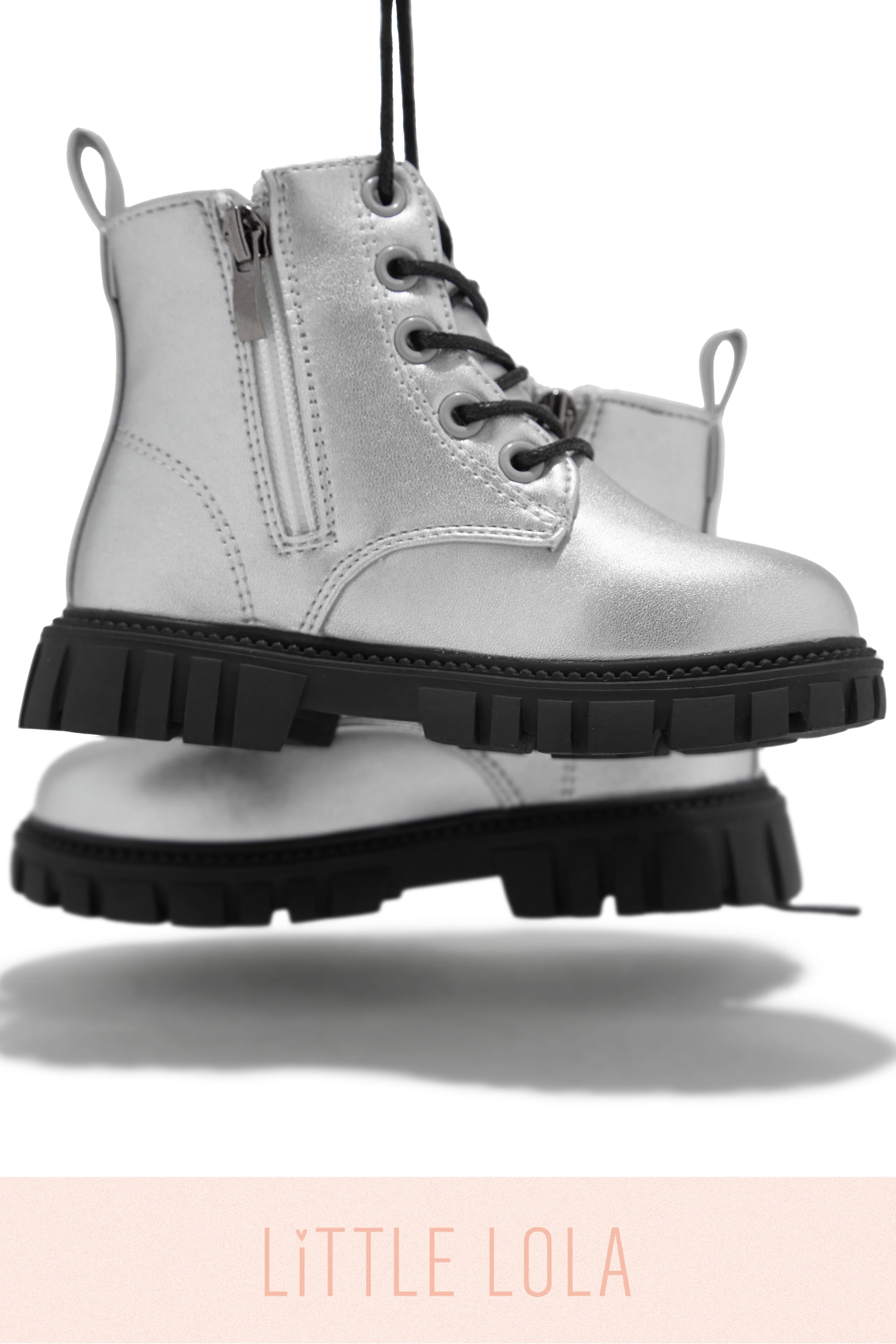 Ariella Lace Up Boots - Silver - Image 6