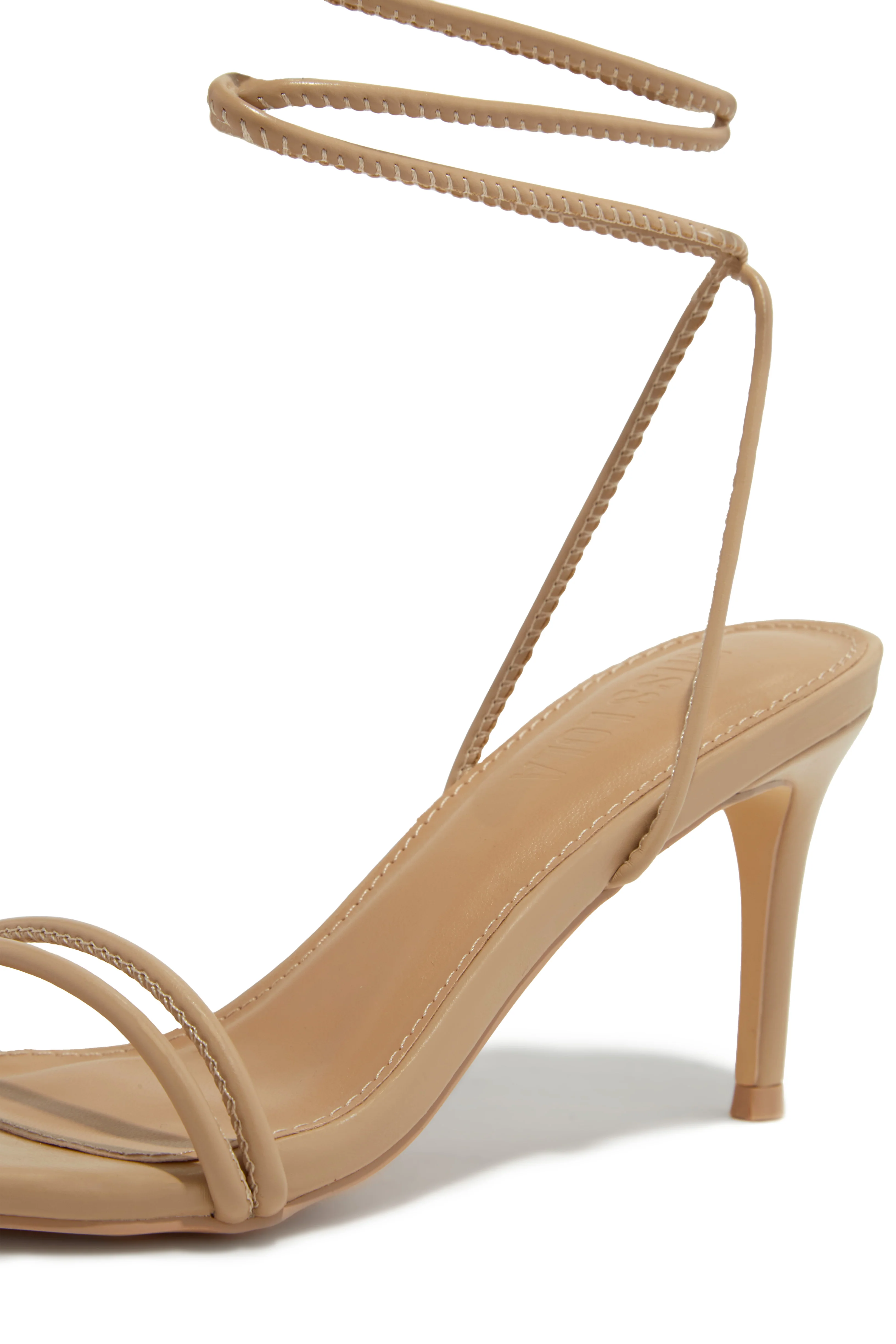 Ashantii Lace Up Mid Heels - Nude - Image 5