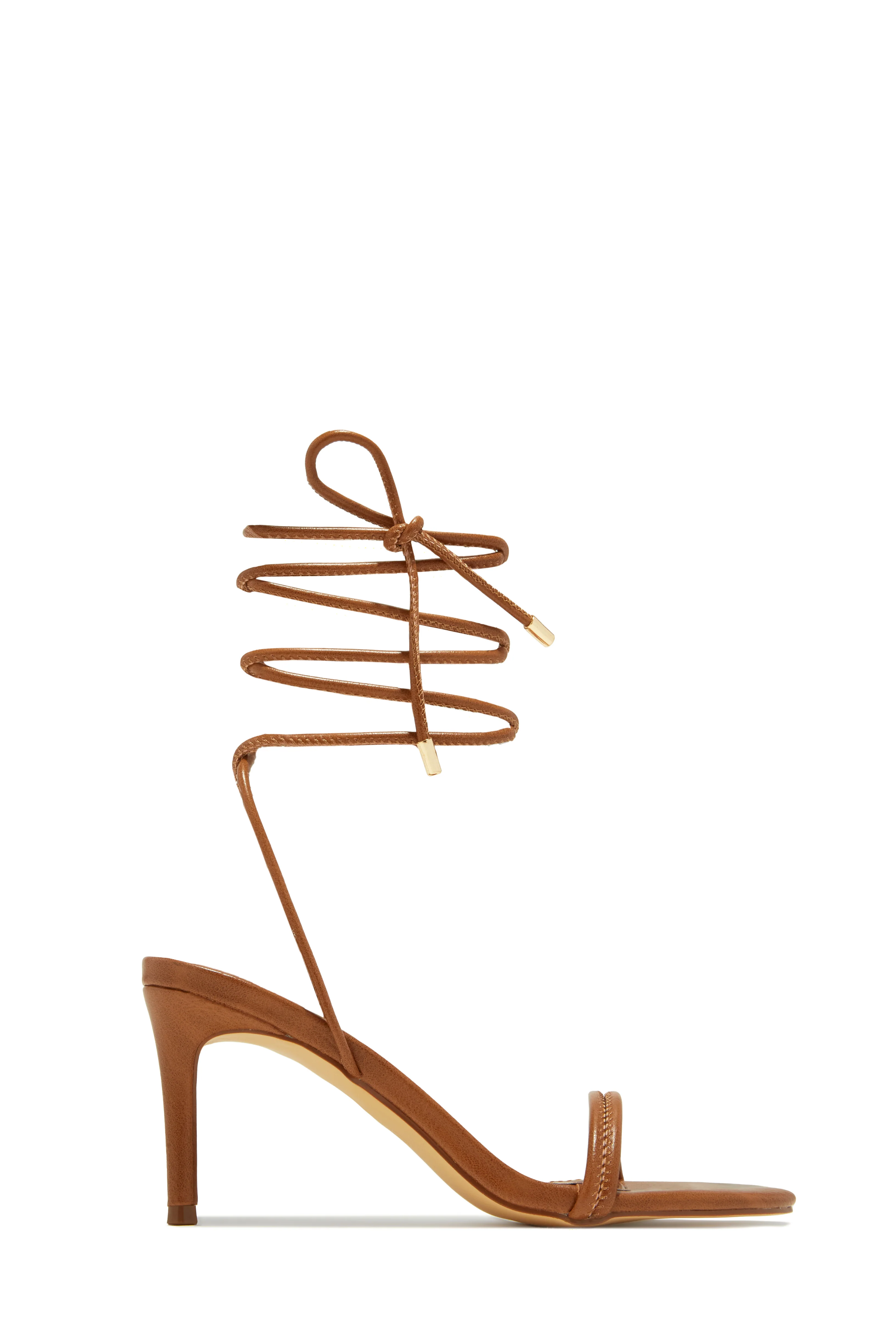 Ashantii Lace Up Mid Heels - Tan - Image 5