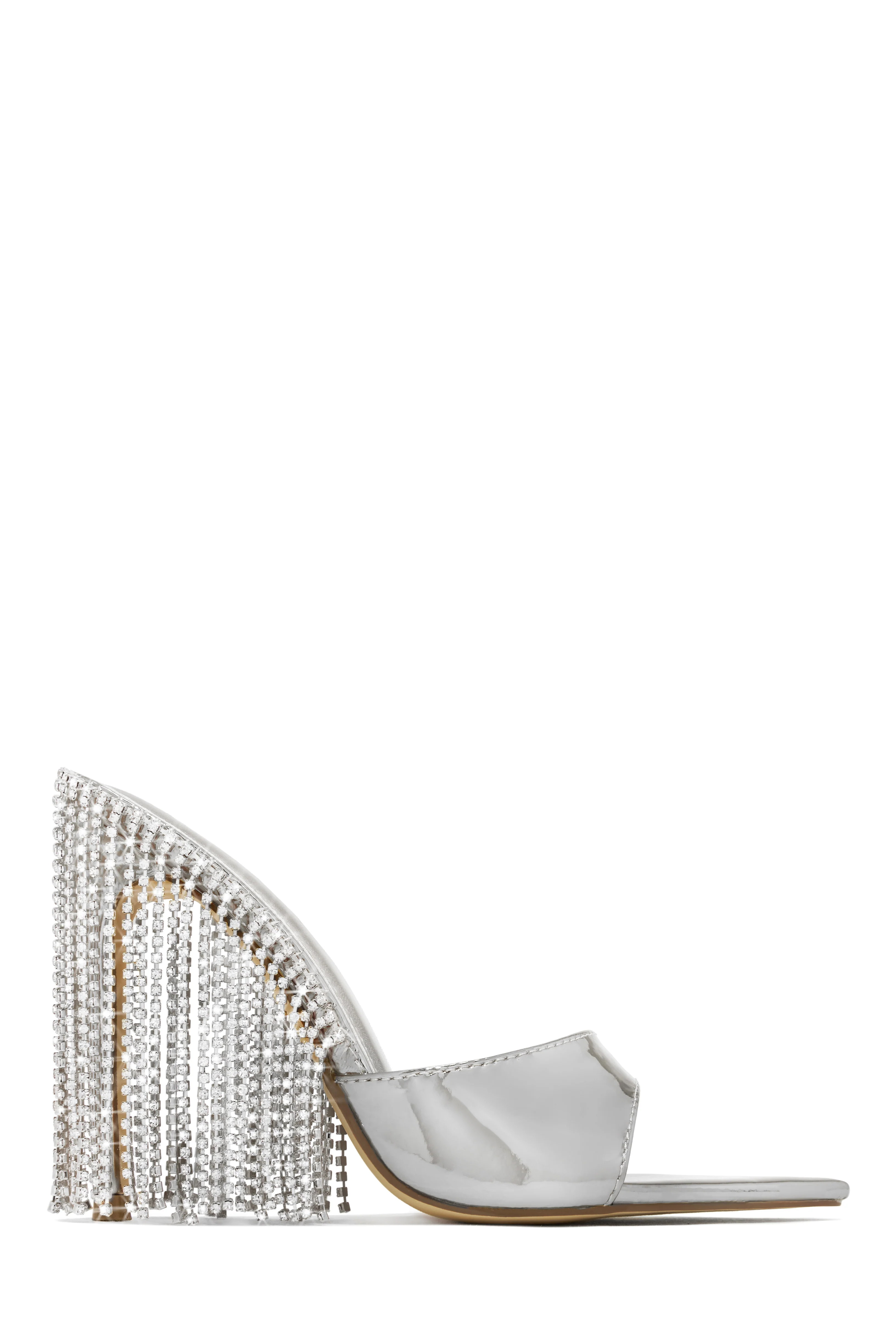 Atelier Dangle Embellished High Heel Mules - Nude - Image 9