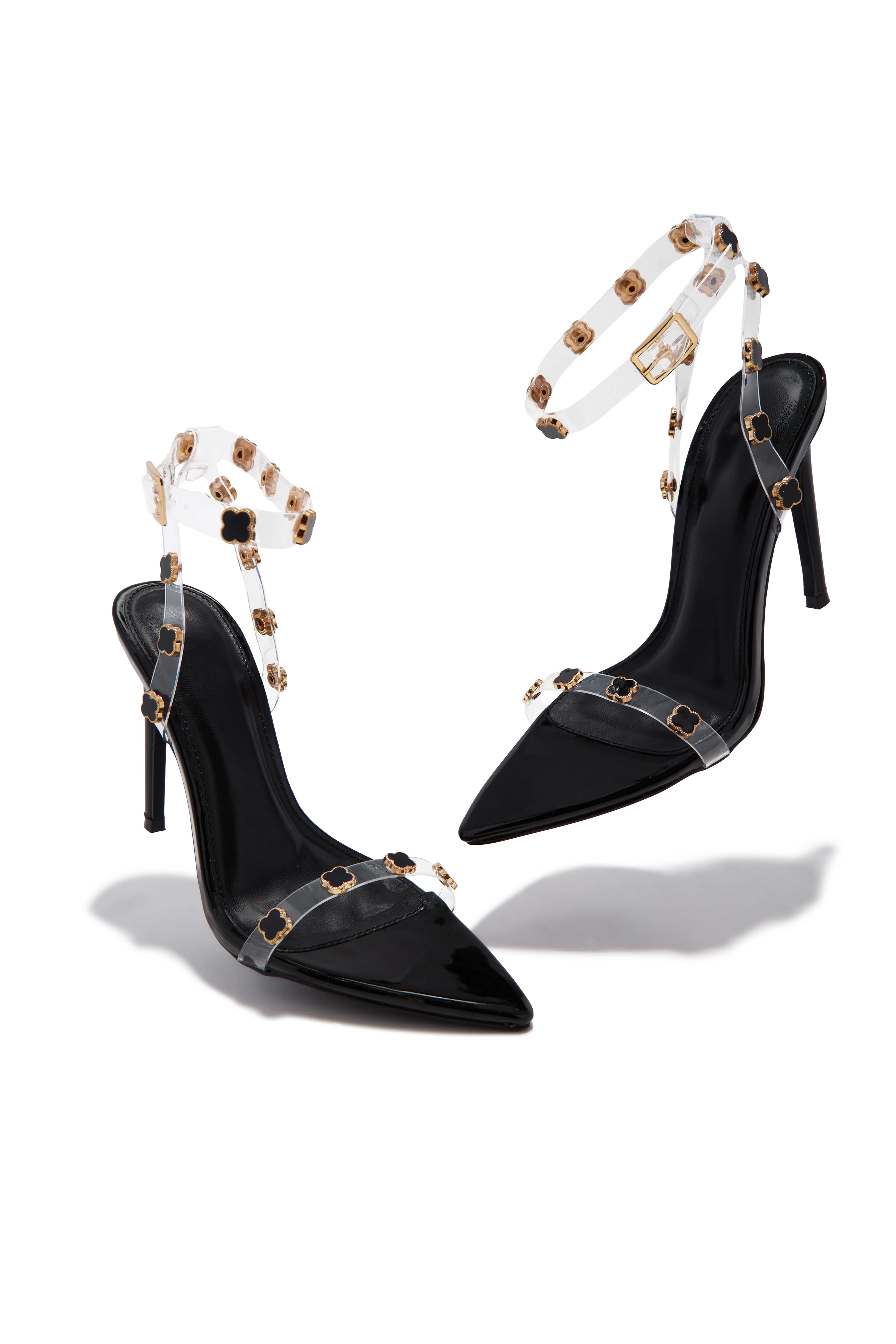 Aurela Clear Strap High Heels - Black - Image 2