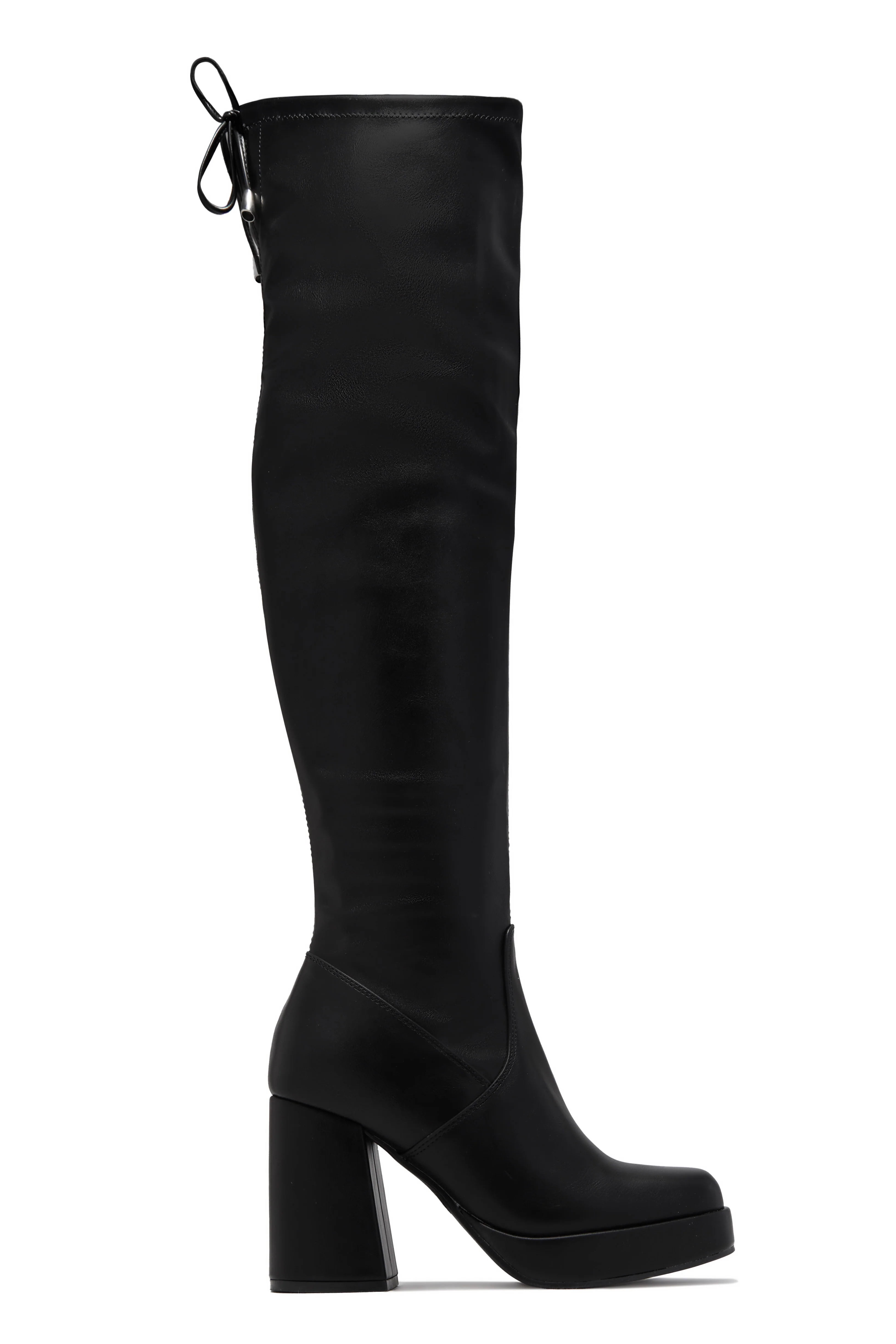 Ayanna Over The Knee Block Heel Boots - Black - Image 5