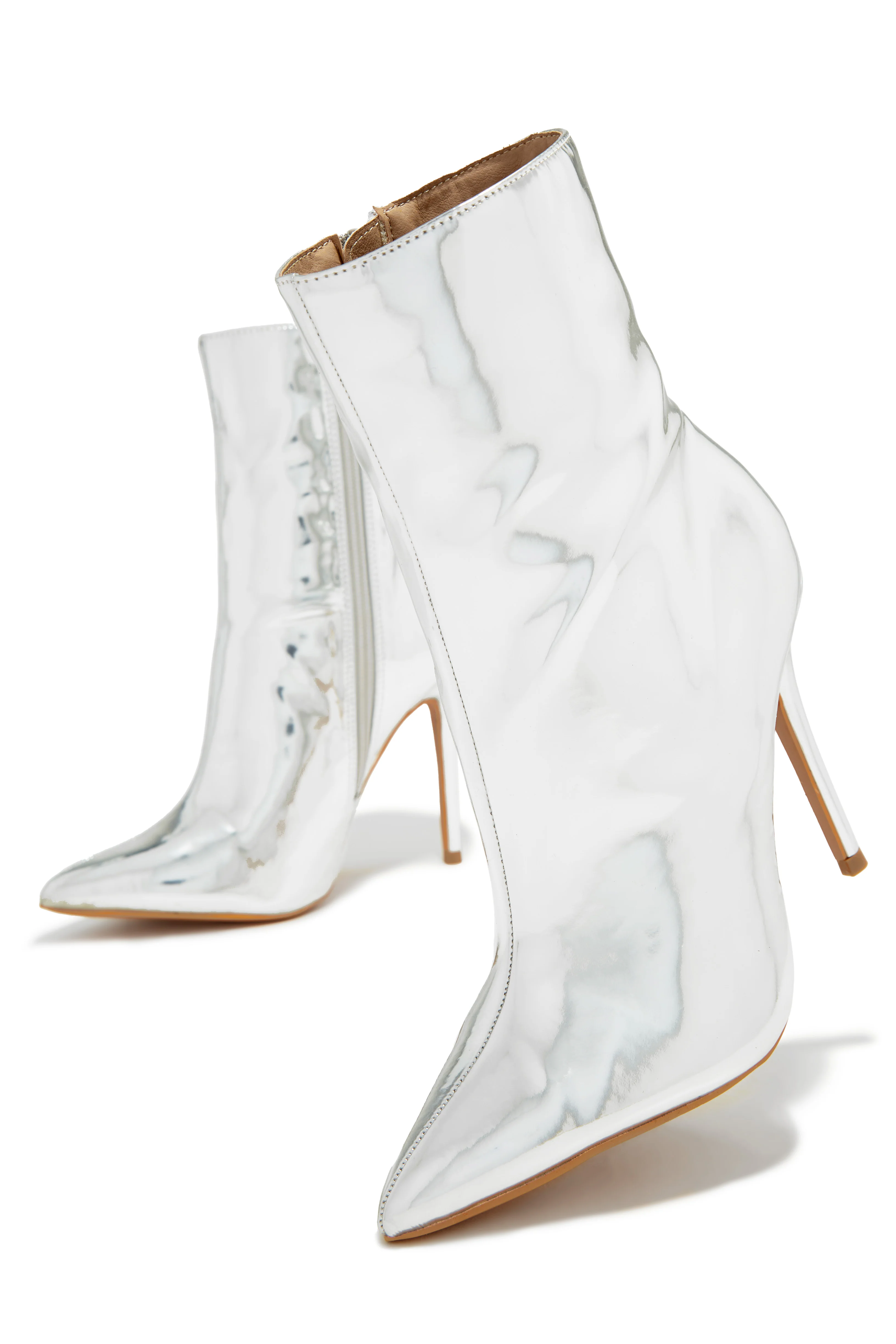 Azura Metallic Pointed Toe Ankle Boots - Silver - Image 4