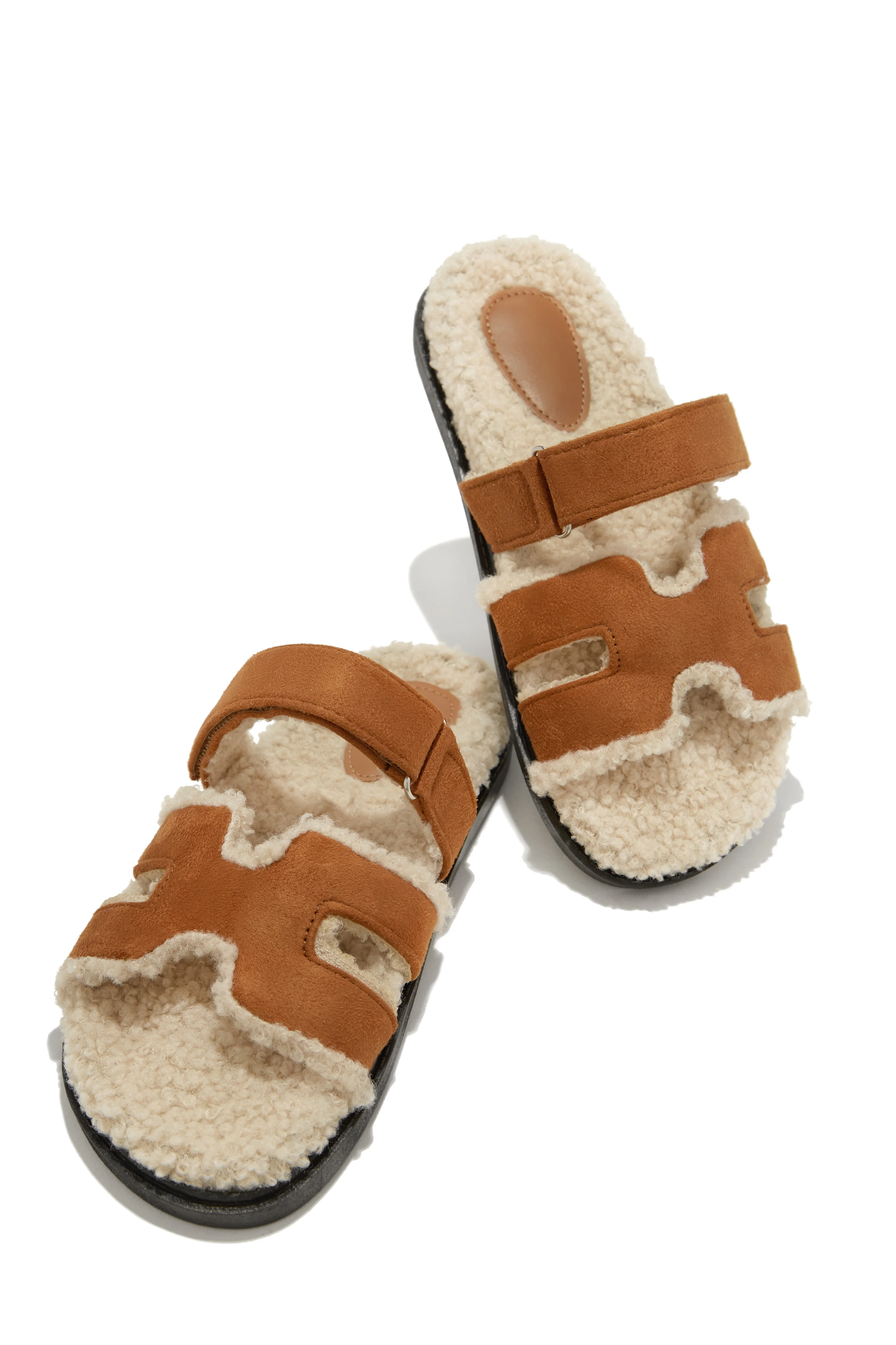 Bailey Faux Sherpa Slip On Sandals - White - Image 7