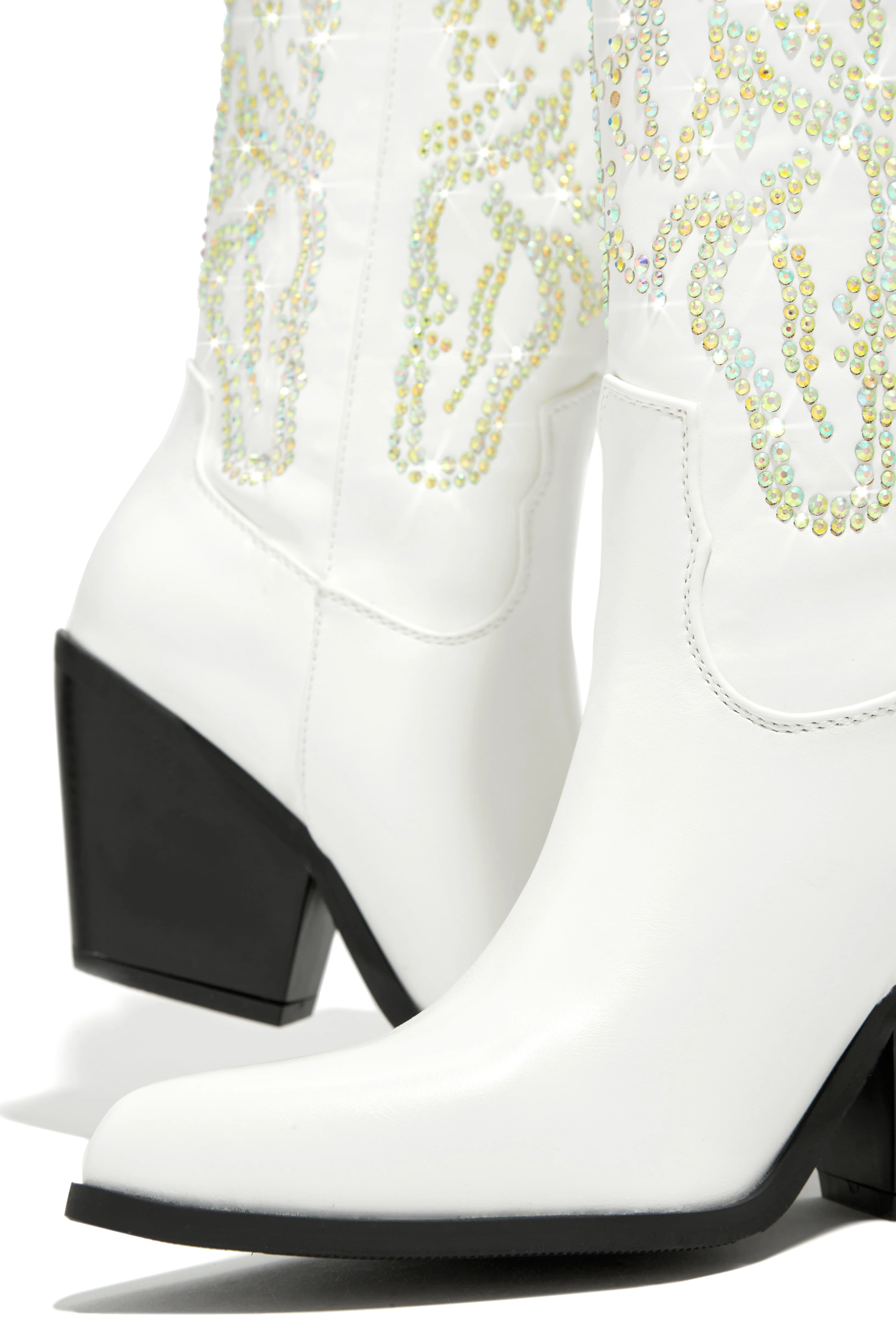 Best In The West Embellished Cowgirl Boots - White - Image 4