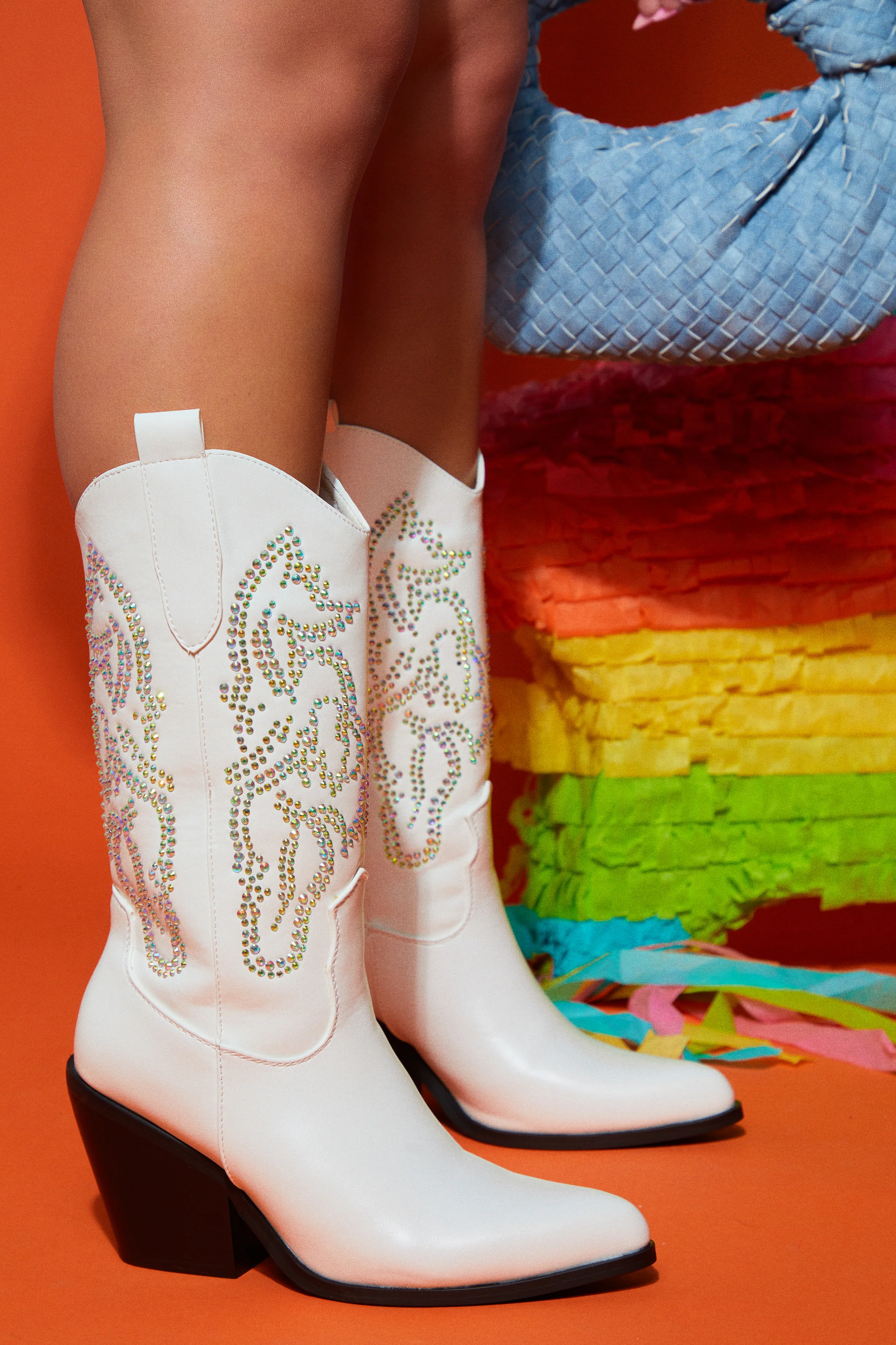Best In The West Embellished Cowgirl Boots - White - Image 5