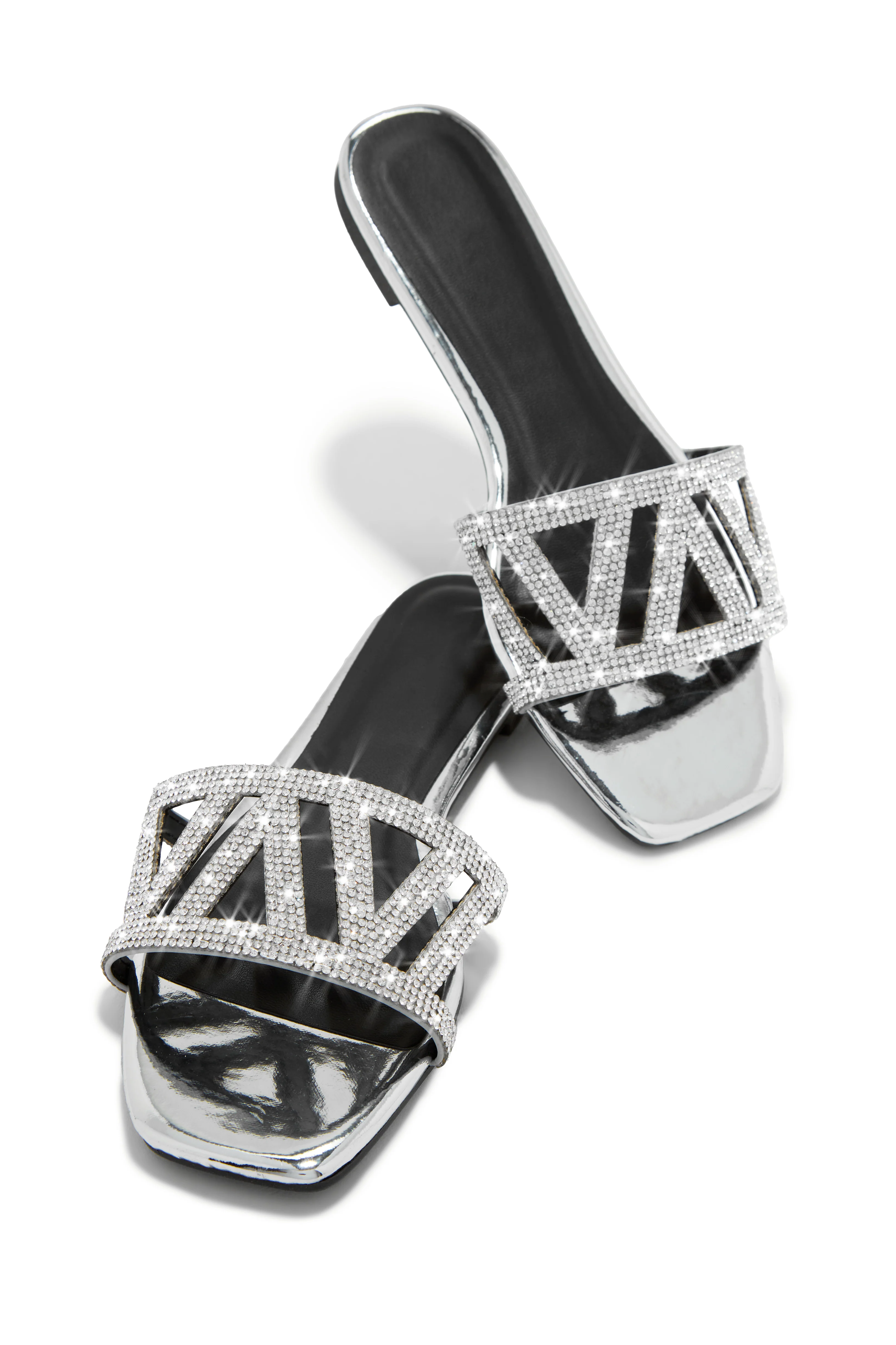 Bora Bora Dreams Embellished Slip On Sandals - Silver - Image 7