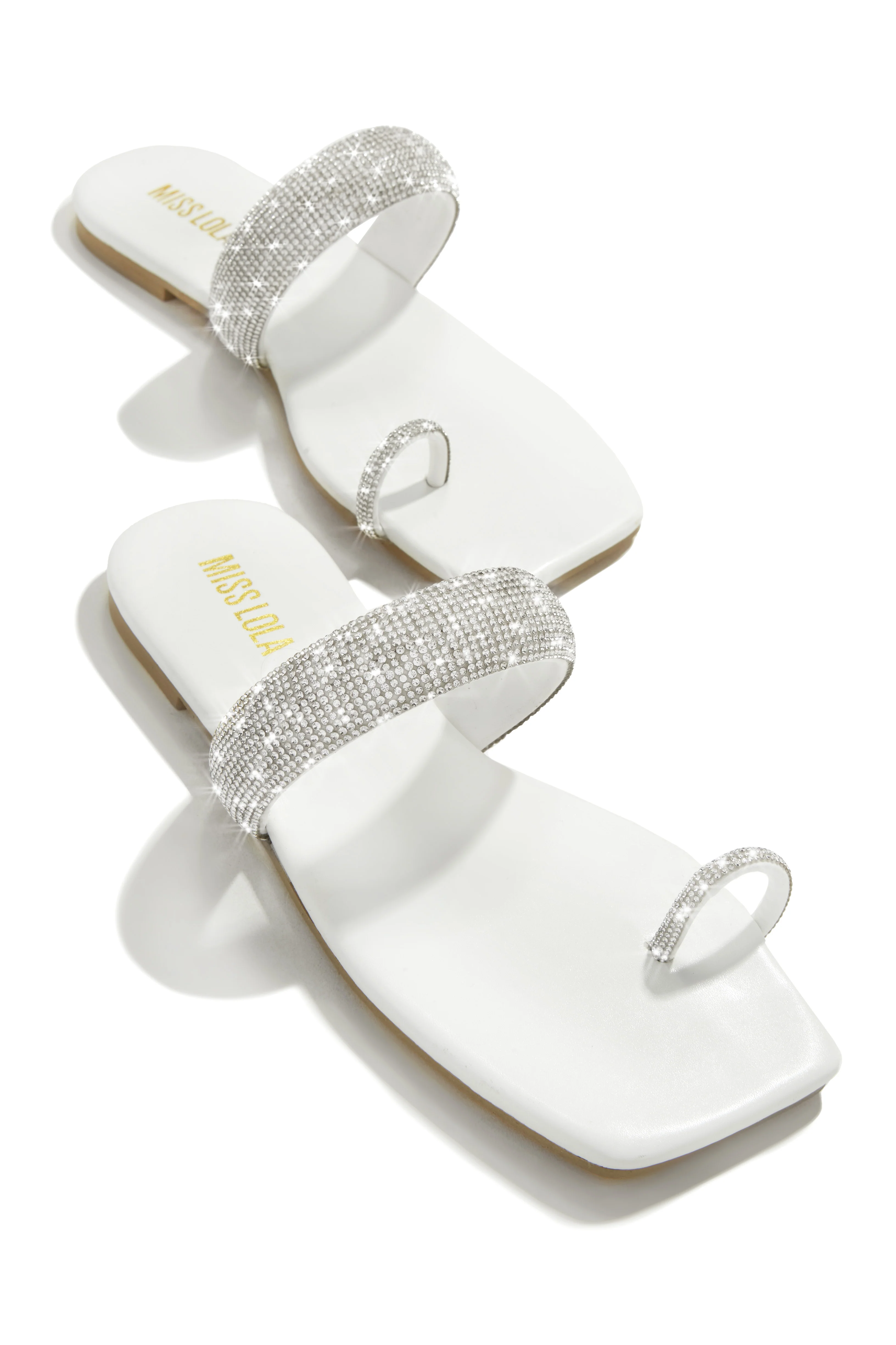 Cabana Beach Embellished Slip On Sandals - White - Image 3