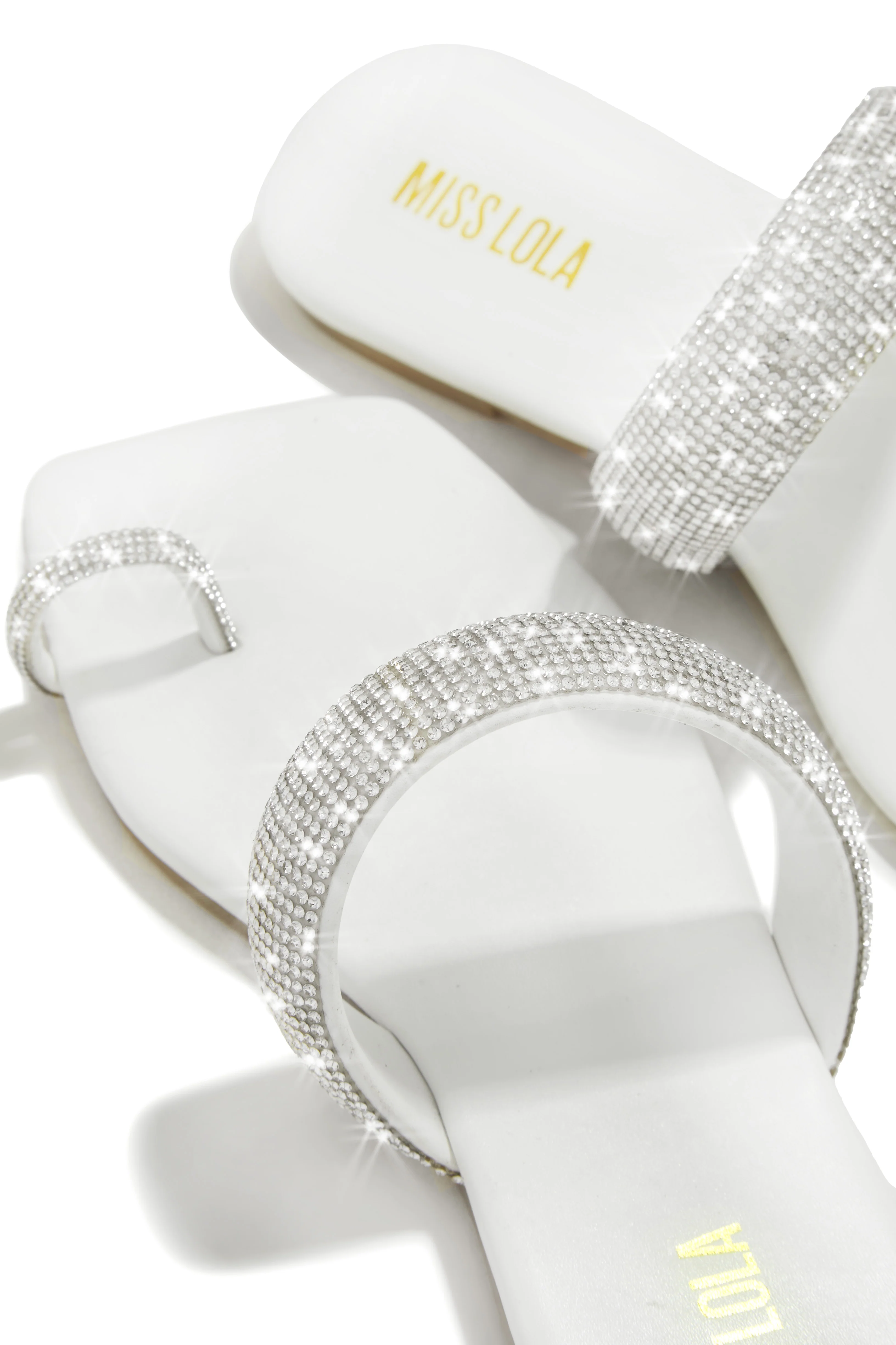 Cabana Beach Embellished Slip On Sandals - White - Image 6