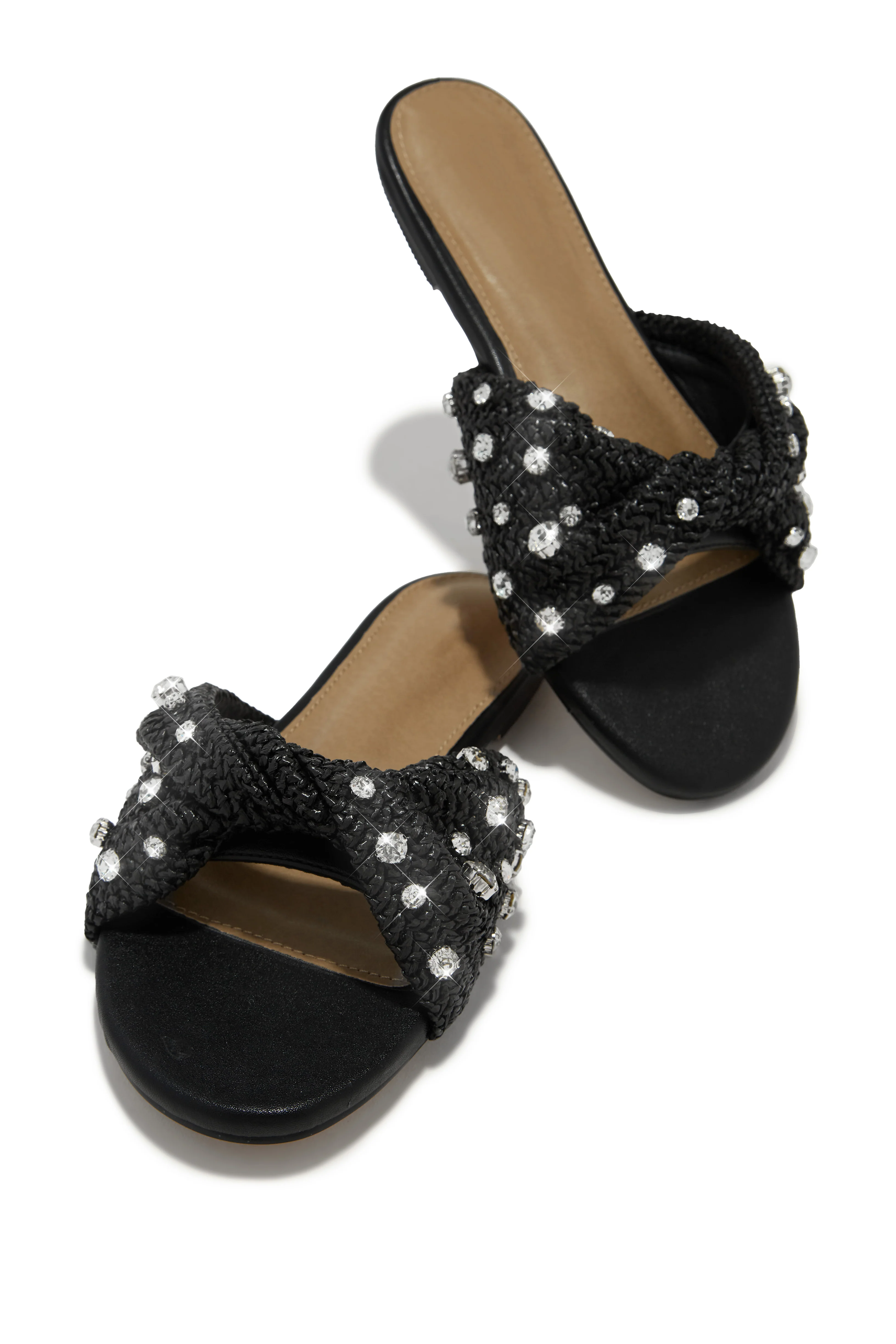 Cabana Sunsets Embellished Slip On Sandals - Black - Image 5