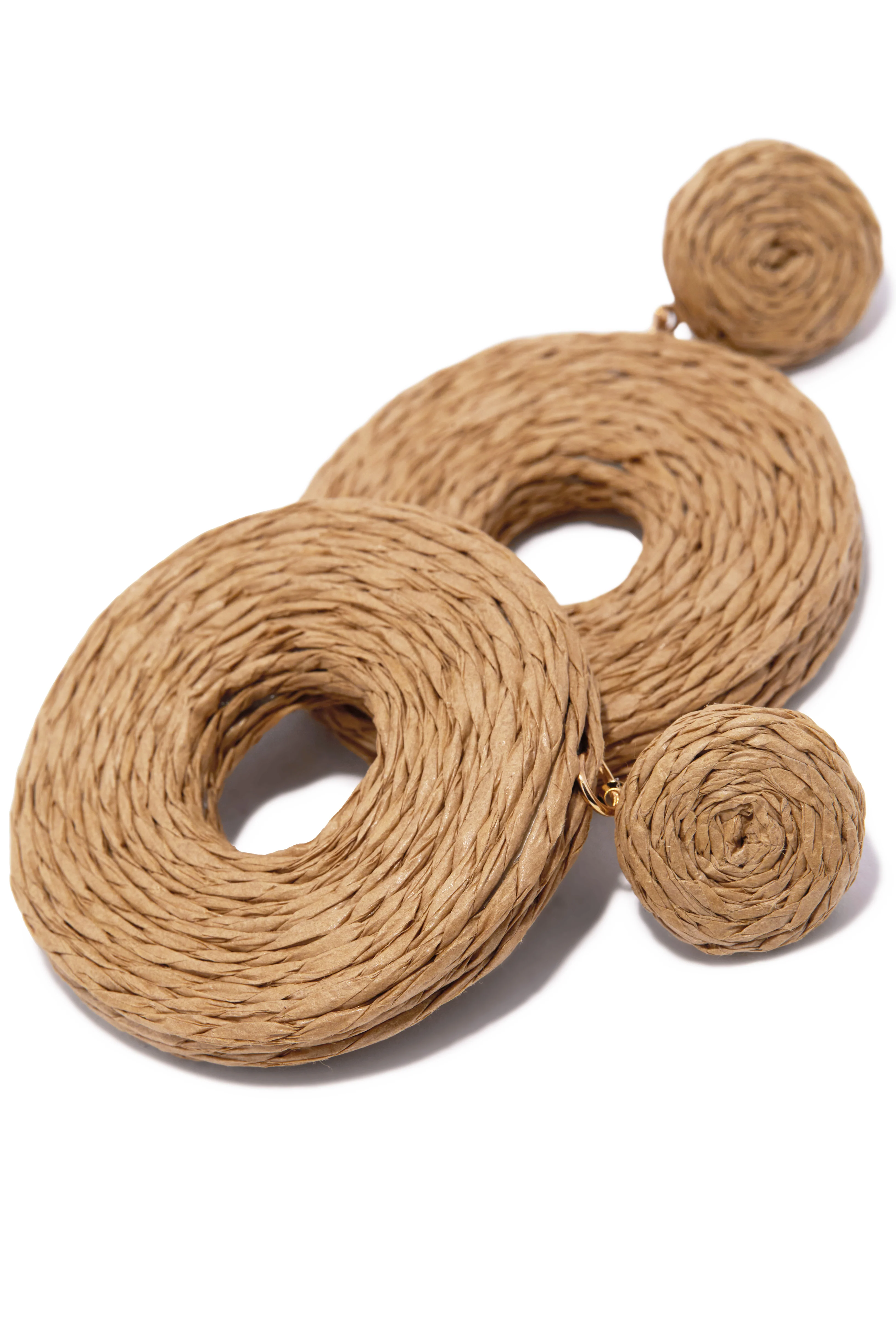 Calissa Woven Statement Earring - Tan - Image 2