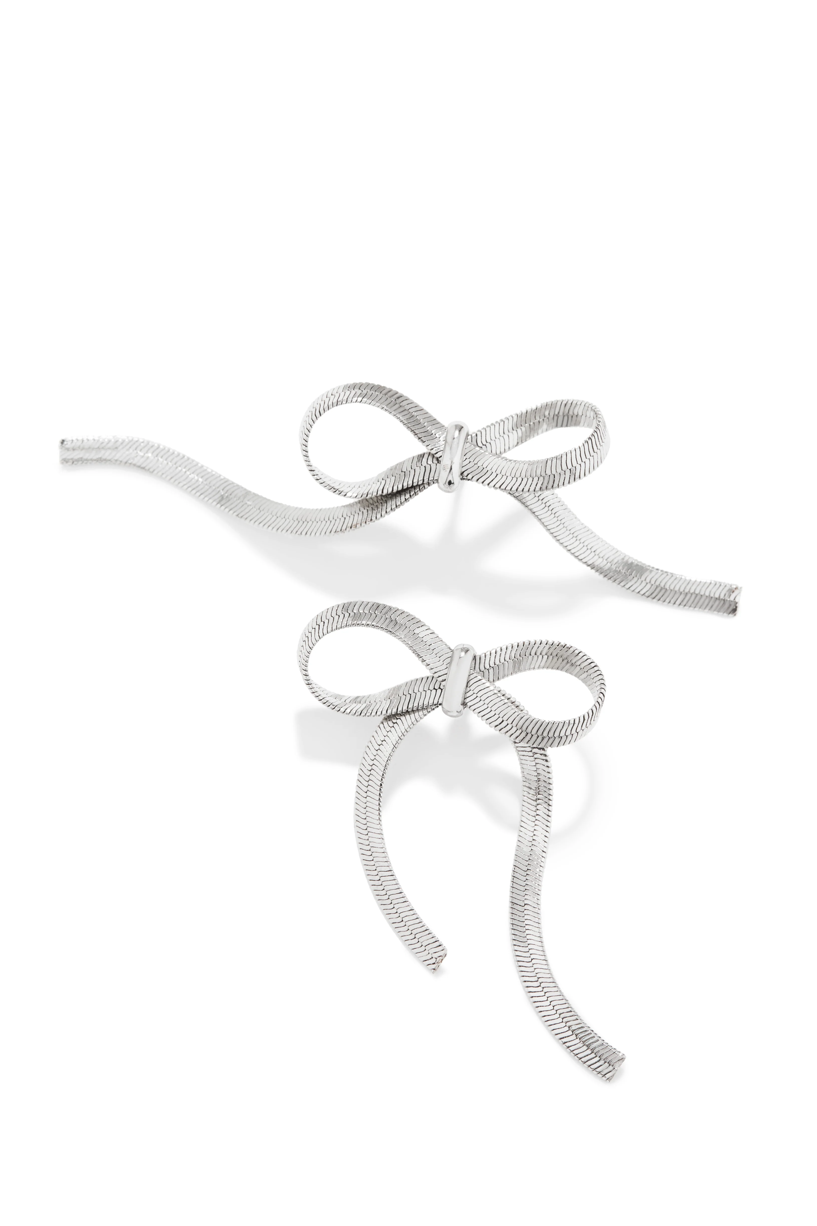 Cari Bow Tie Statement Earring - Silver - Image 2