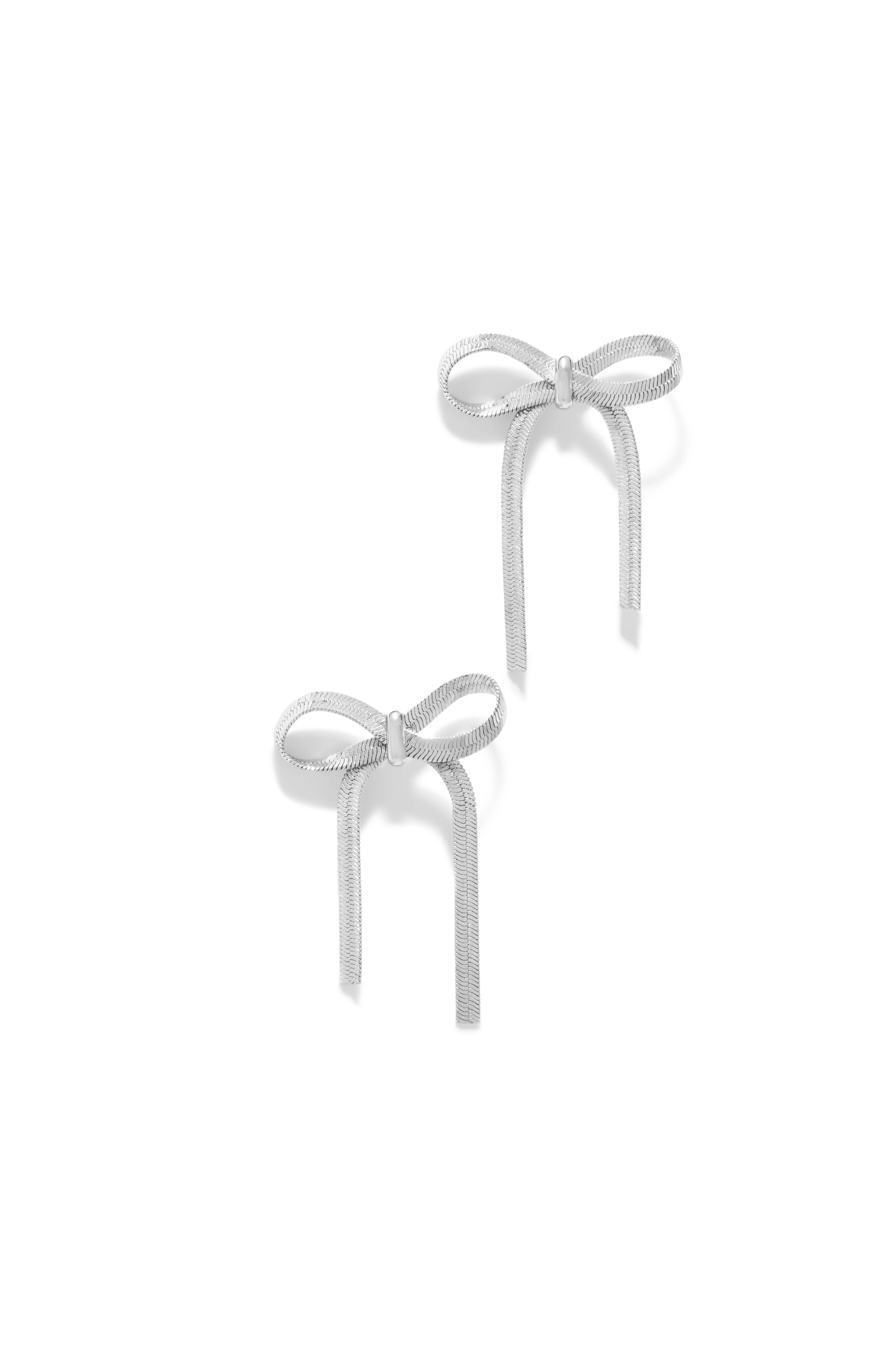 Cari Bow Tie Statement Earring - Silver - Image 4