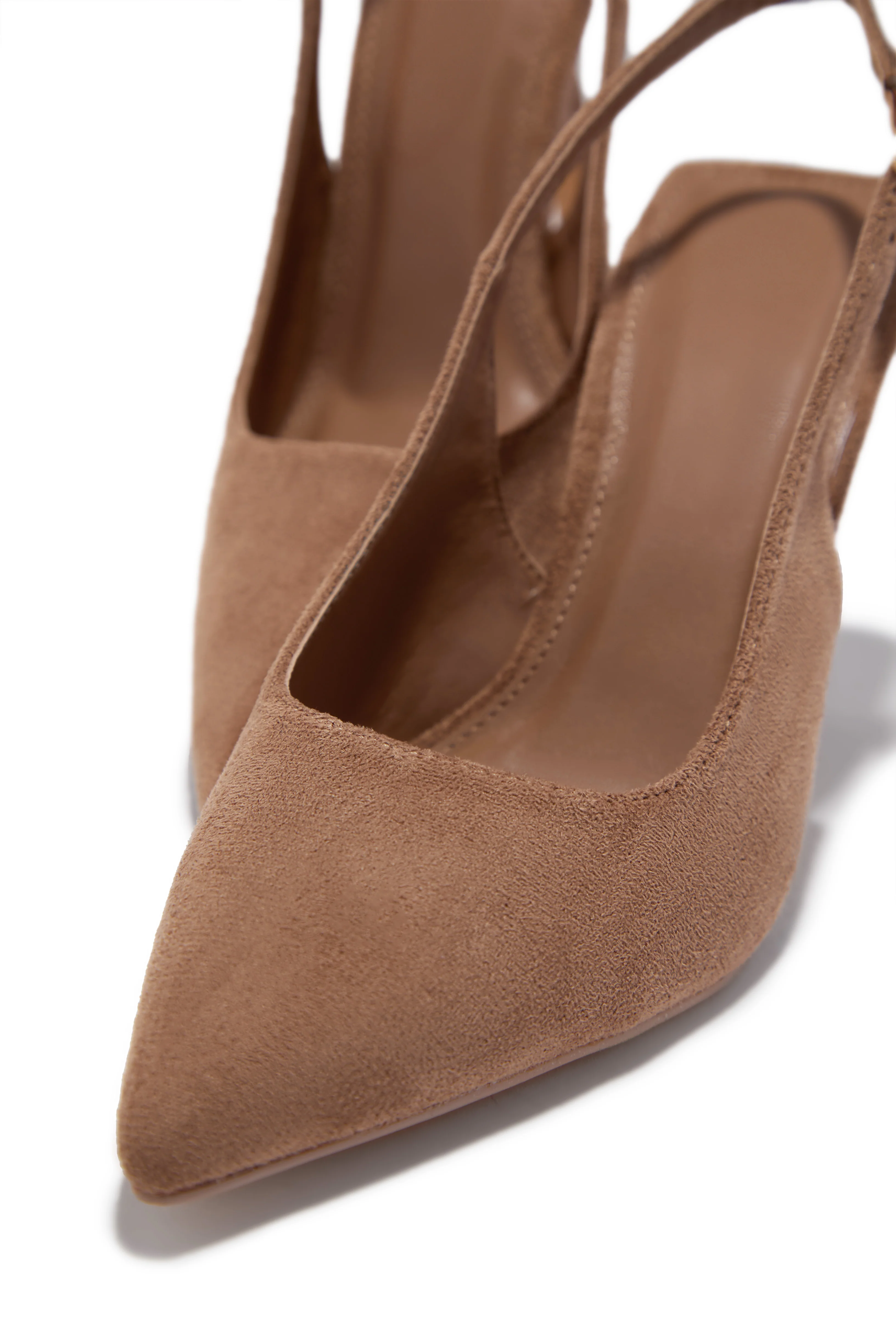 Carianna Faux Suede Slingback Pumps - Taupe - Image 3