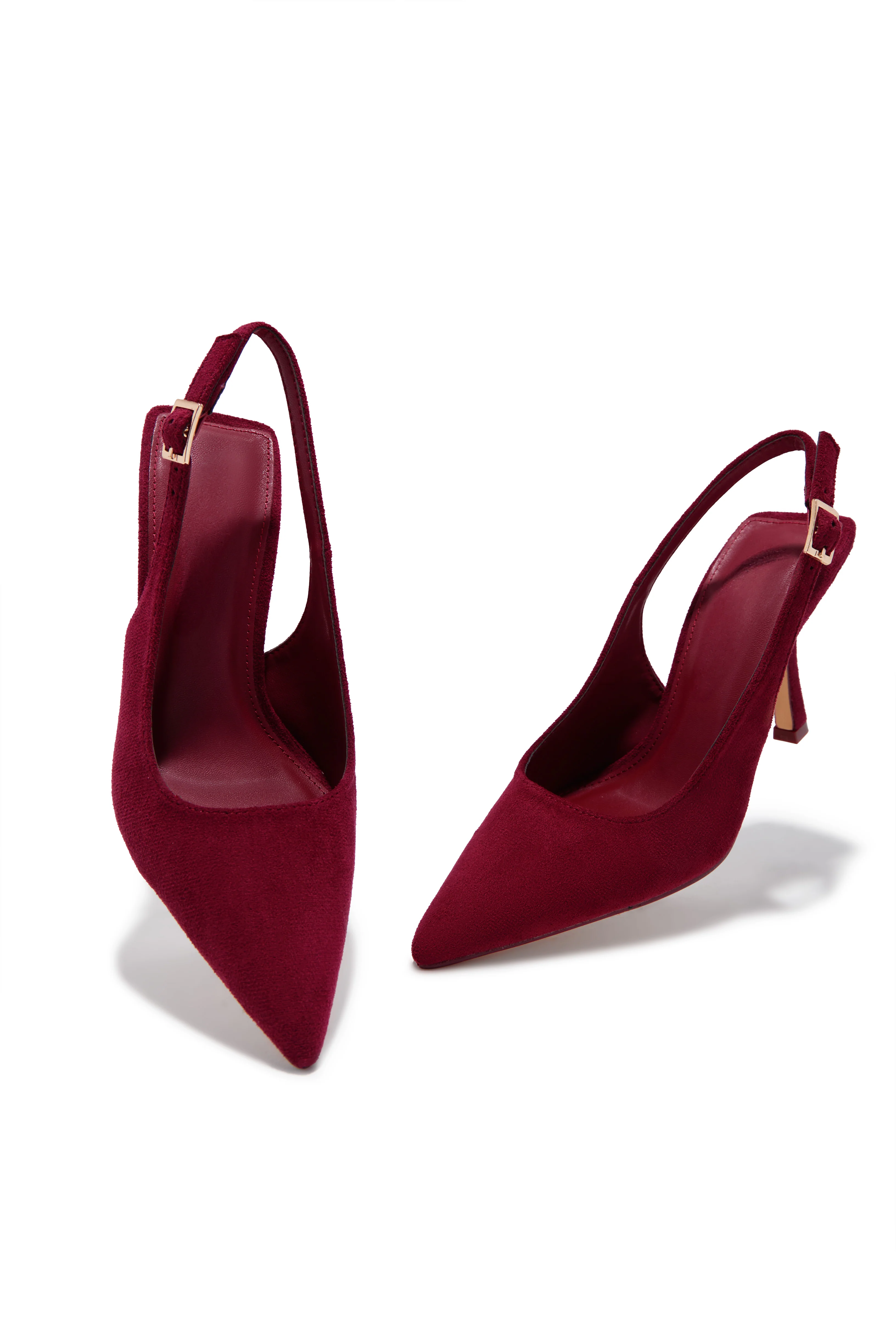 Carianna Faux Suede Slingback Pumps - Wine - Image 3