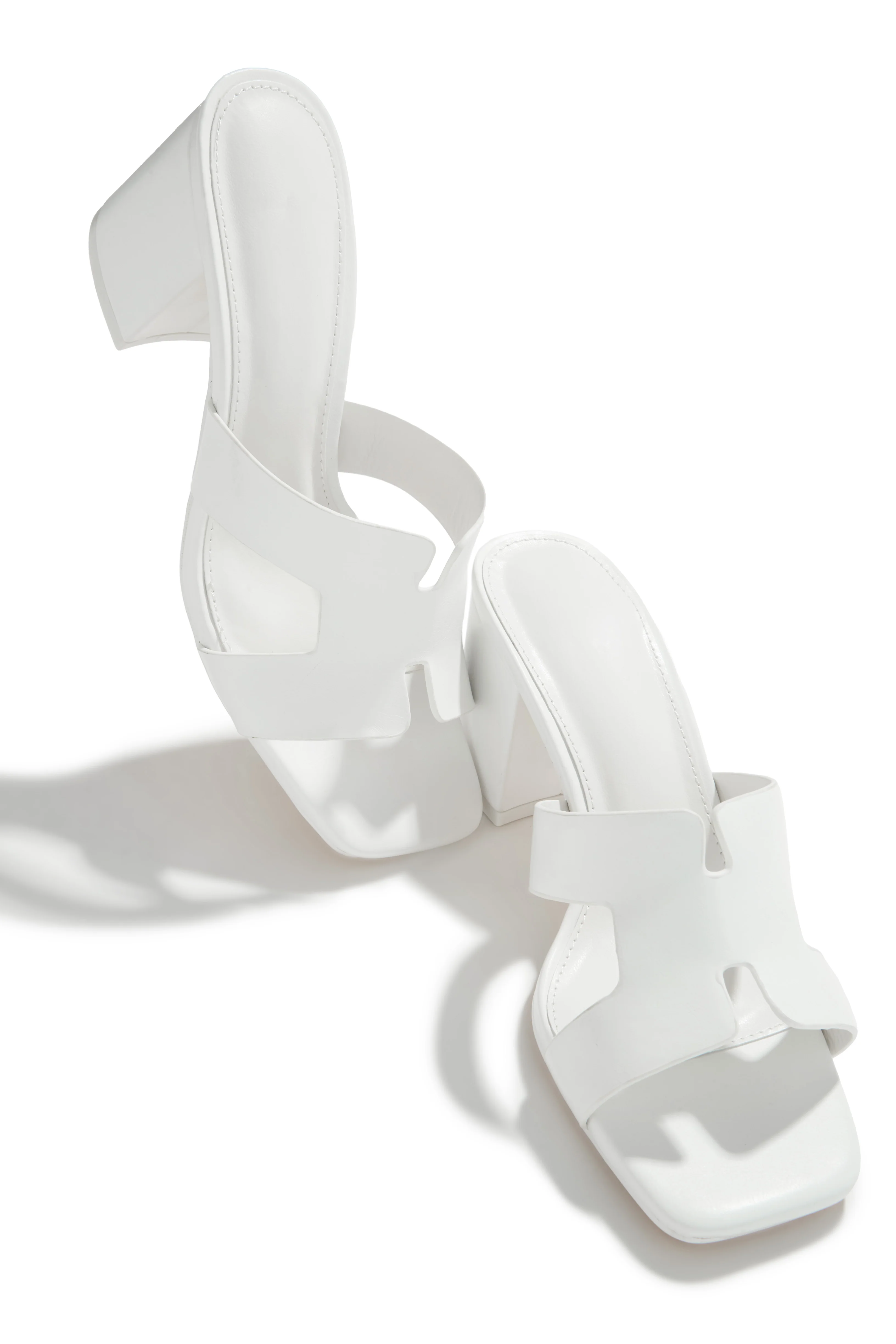Carina Block Heel Mules - White - Image 4