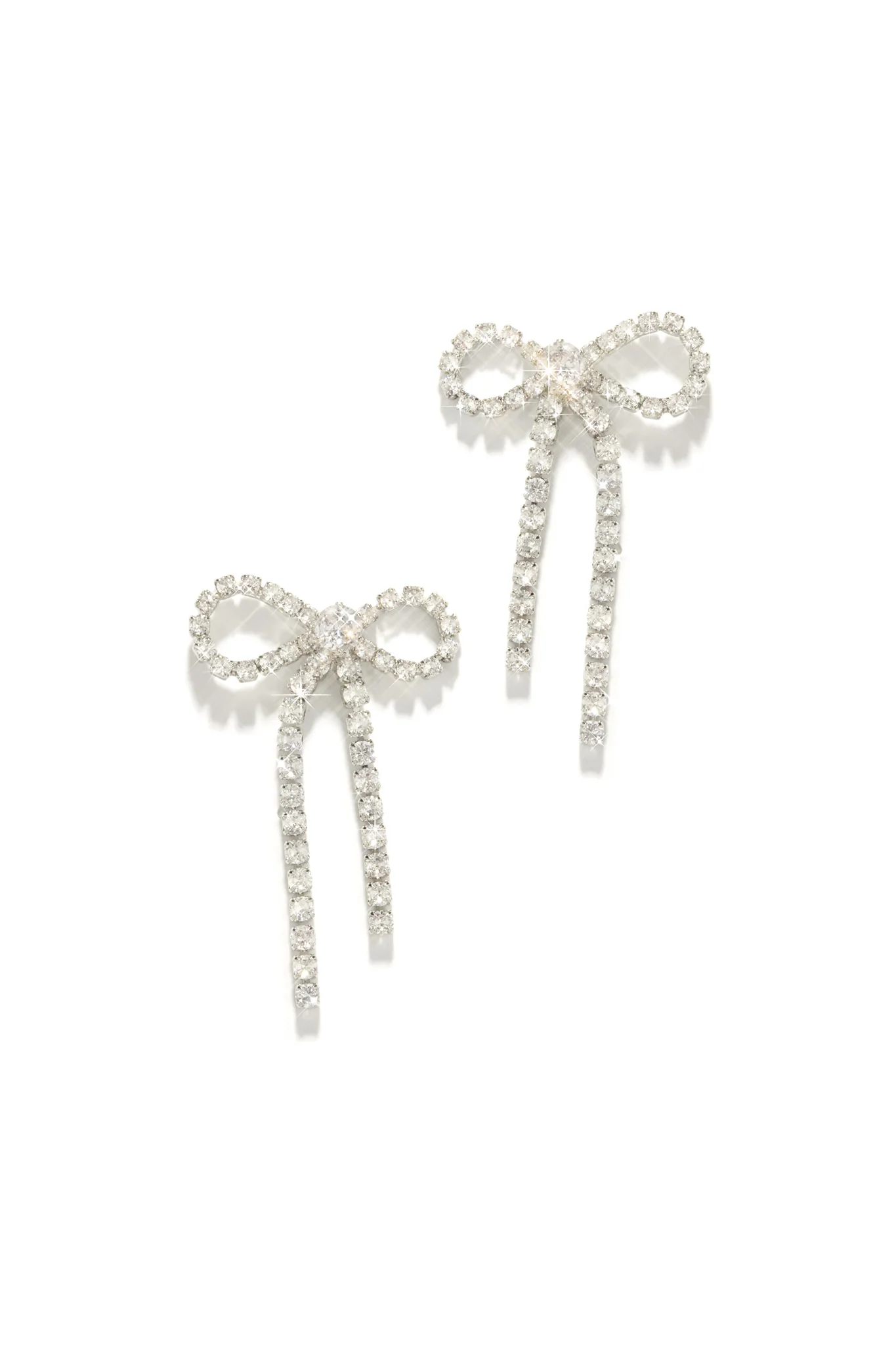 Cassia Embellished Bow Tie Earring - Silver - Image 4
