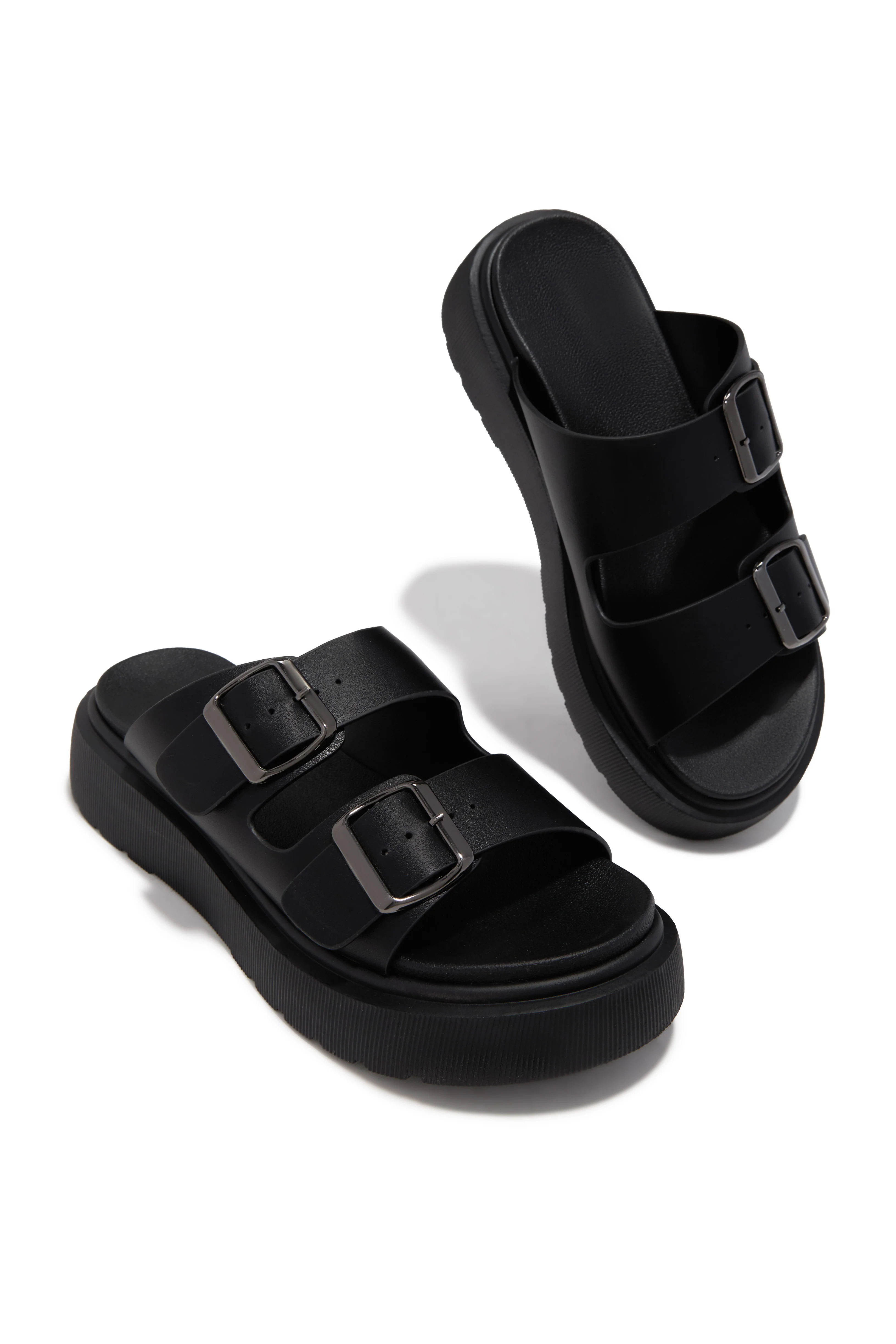 Casual Luxury Platform Slip On Sandals - Black - Image 2