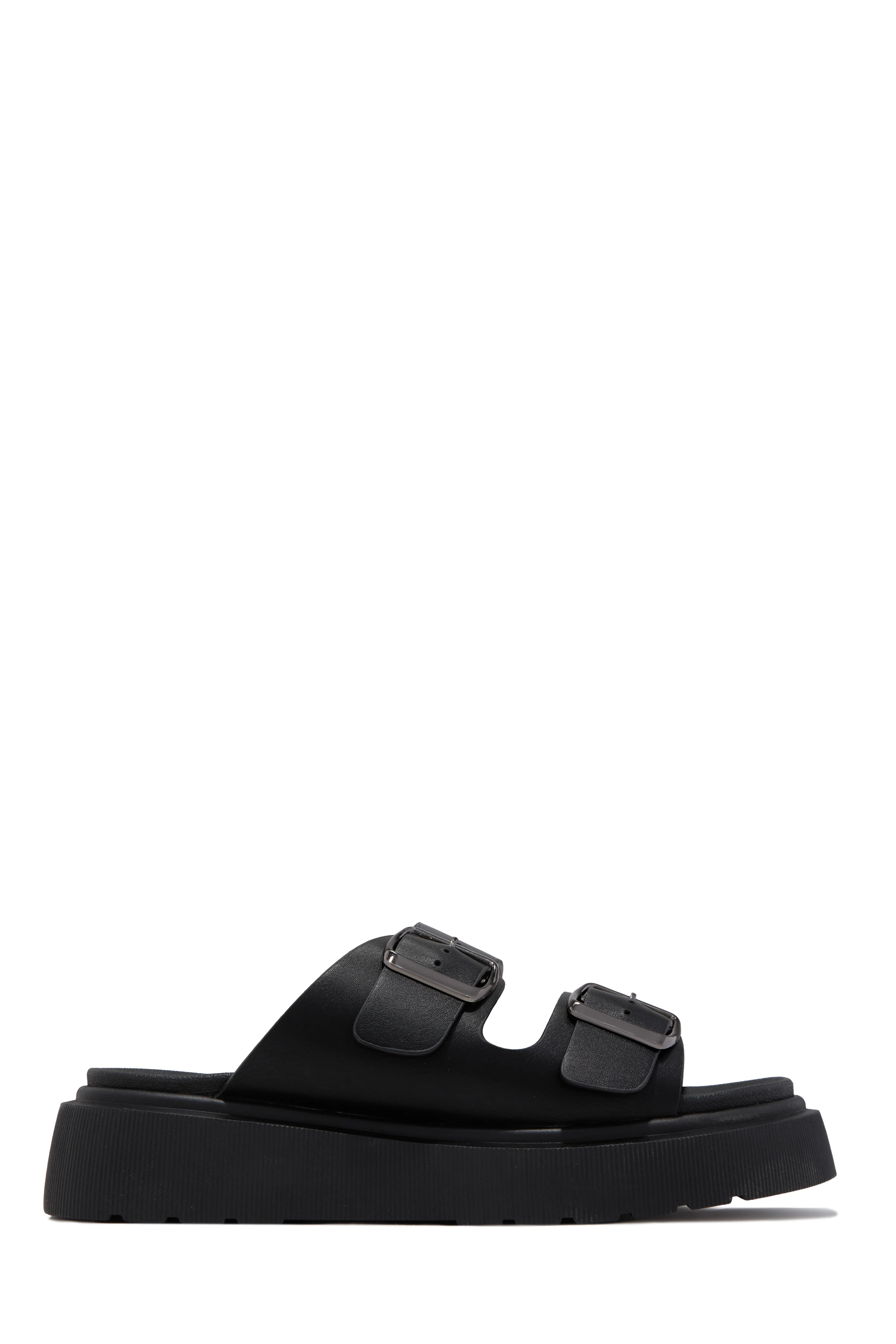 Casual Luxury Platform Slip On Sandals - Black - Image 3