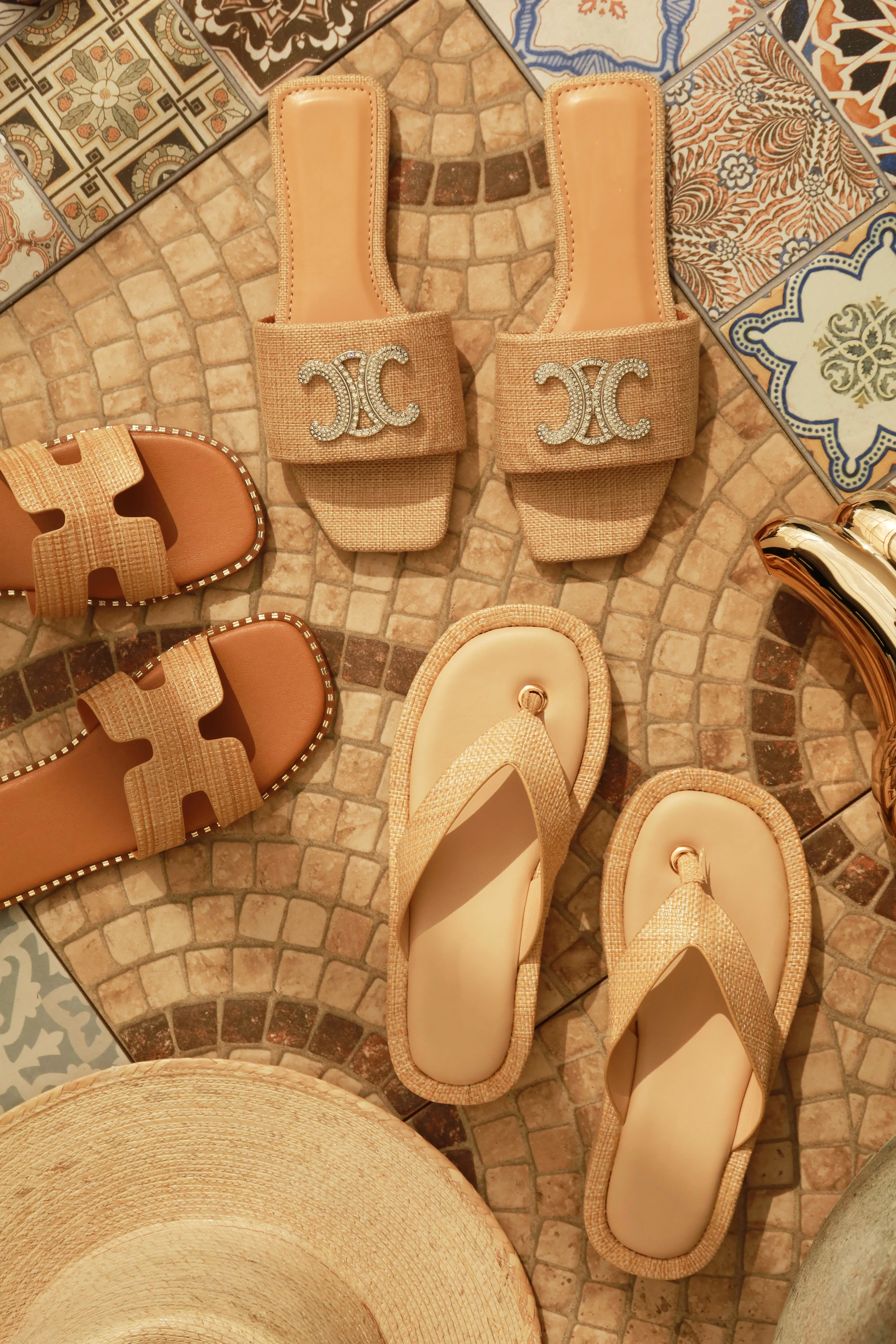 Ceci Flat Slip On Sandals - Raffia - Image 3