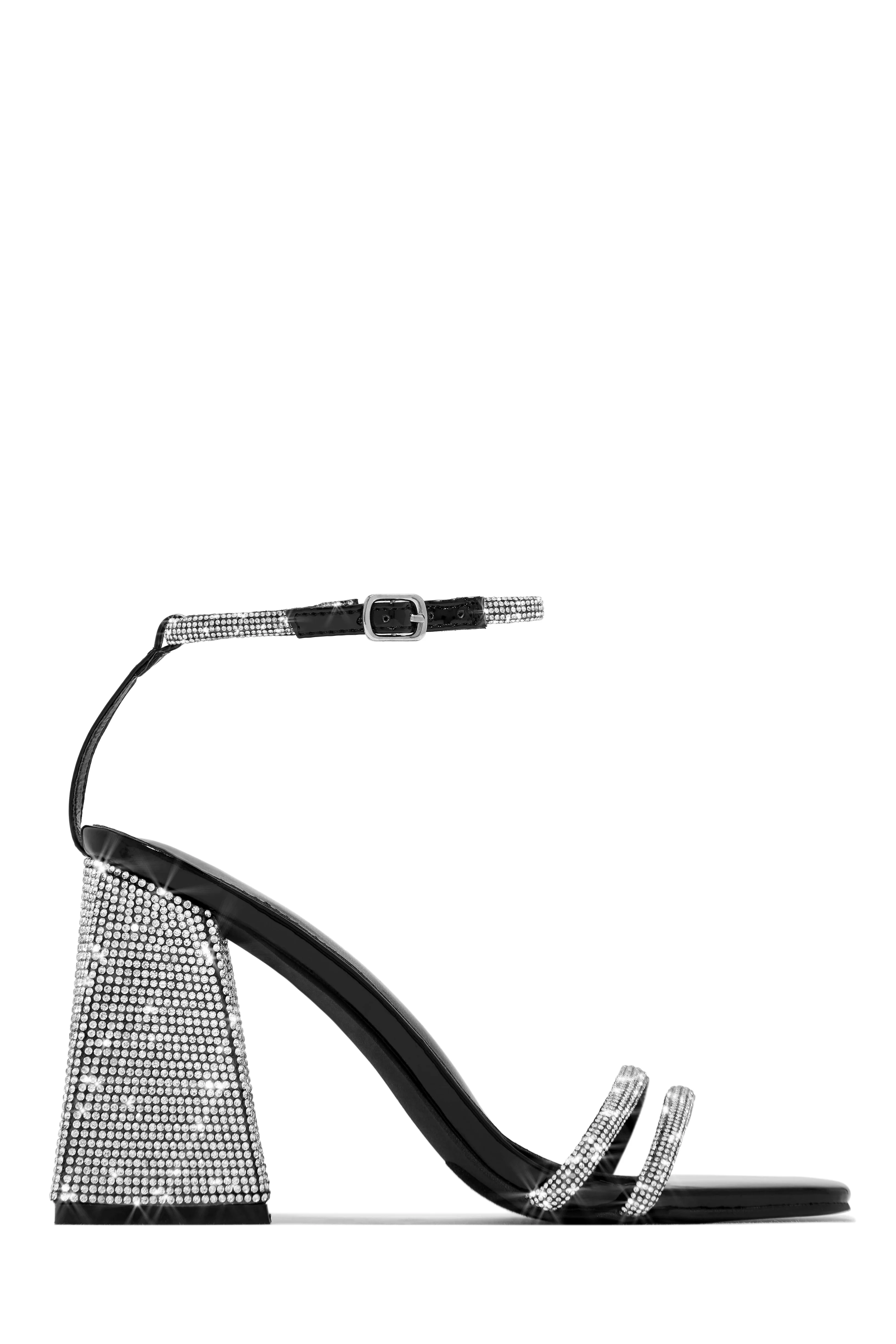 Celebrate You Embellished Triangle Block Heels - Black - Image 5