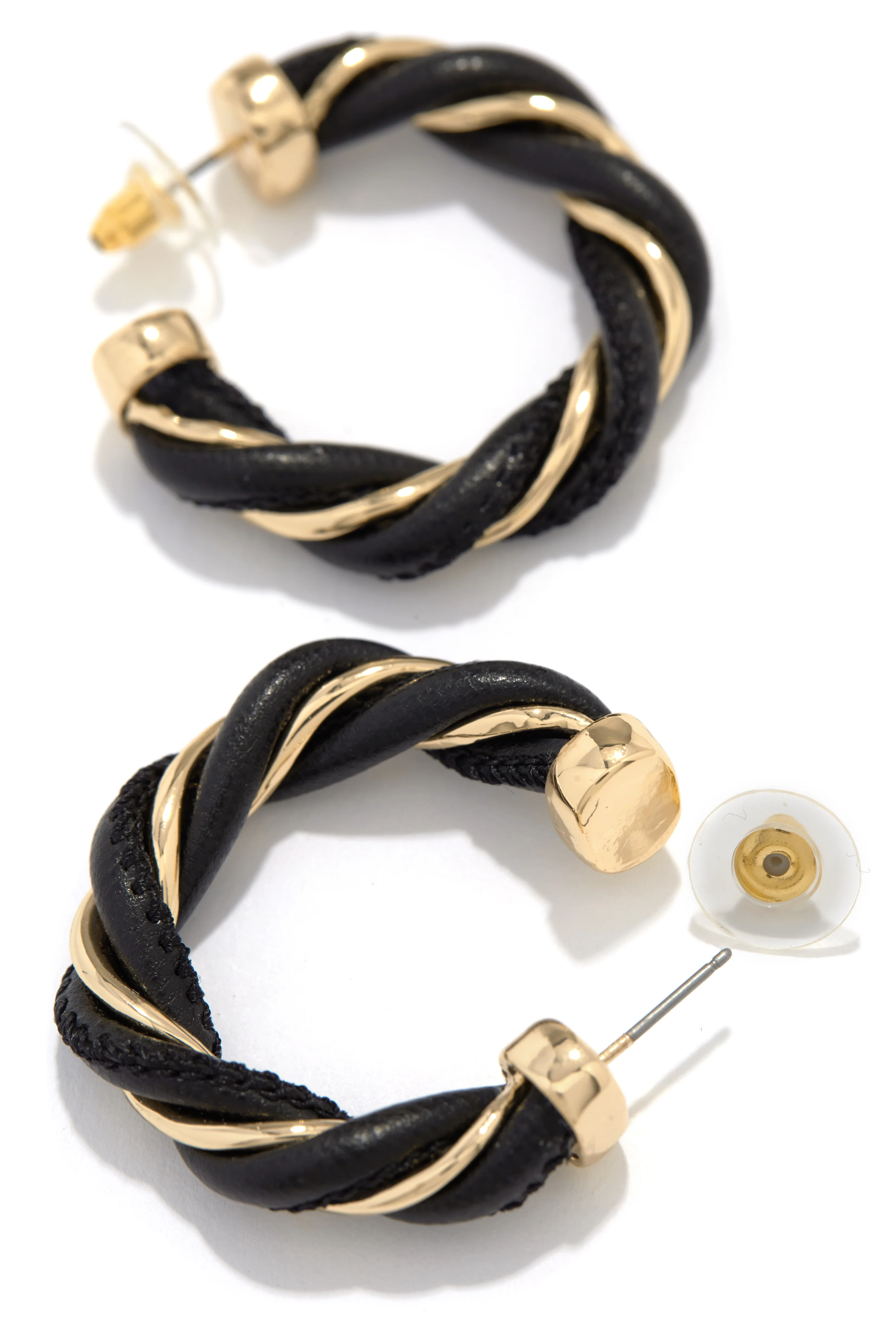 Cely PU Hoop Earring - Navy - Image 5