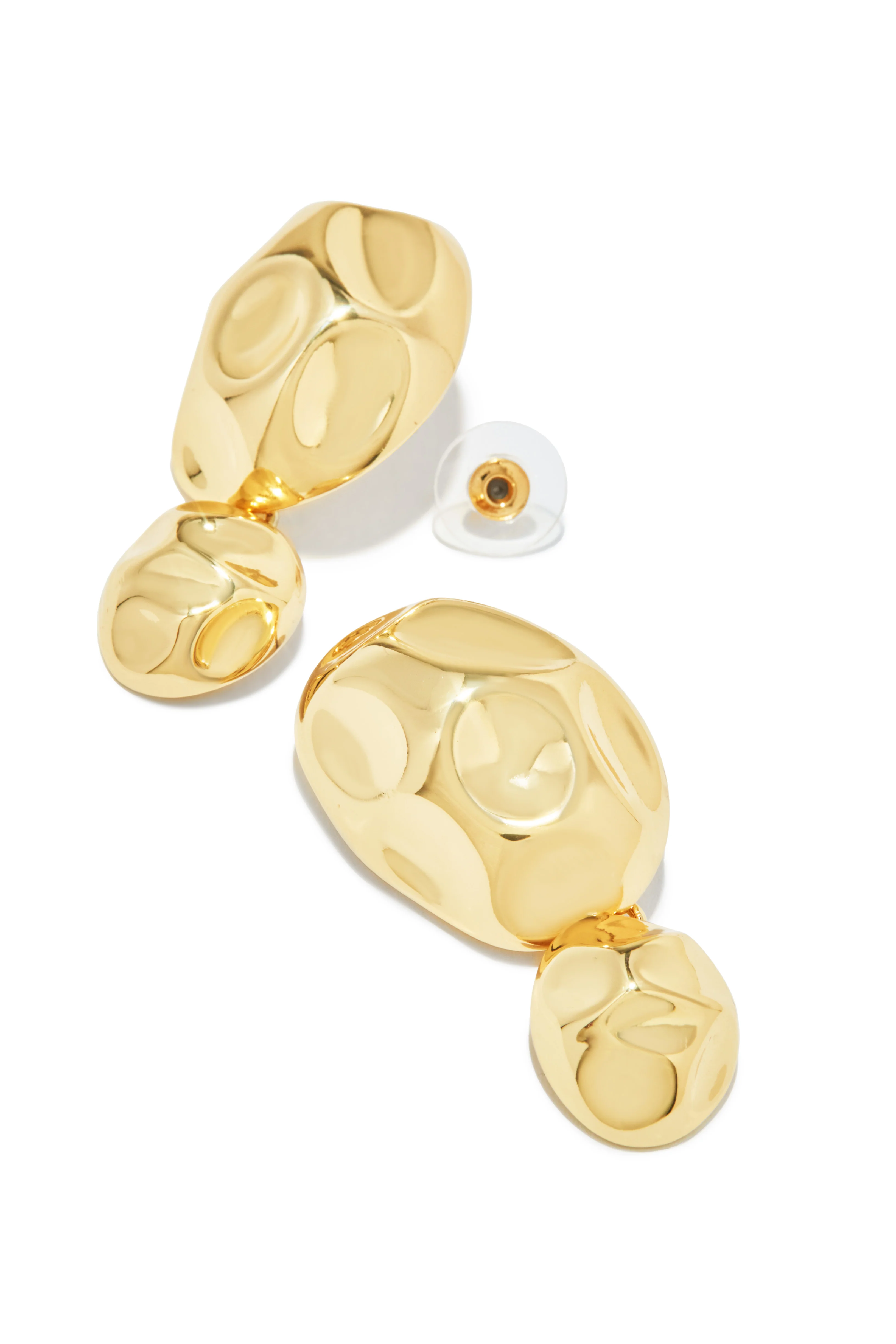Cery Embossed Dangle Statement Earring - Gold - Image 3