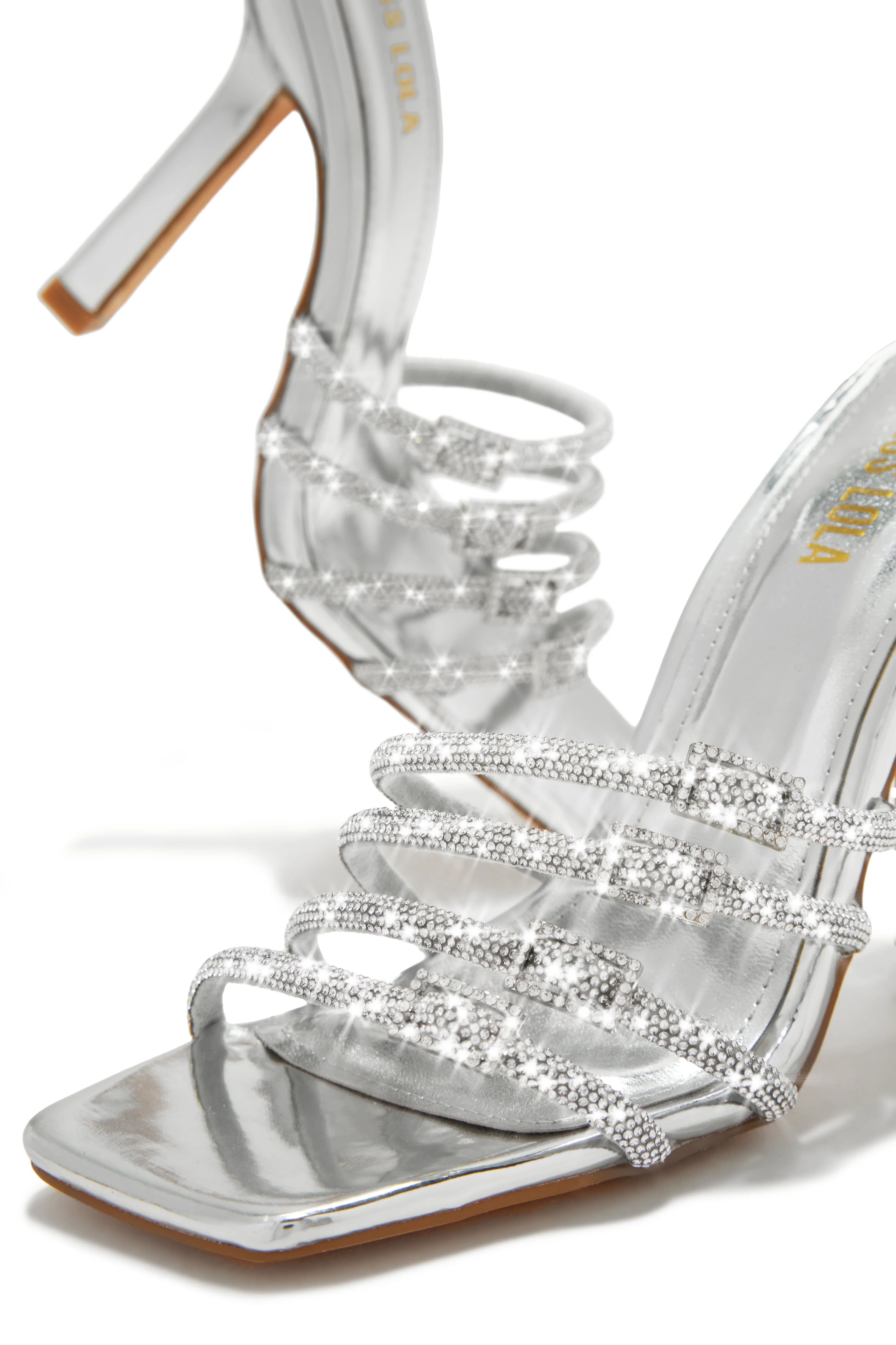 Champagne Taste Embellished High Heel Mules - Silver - Image 3