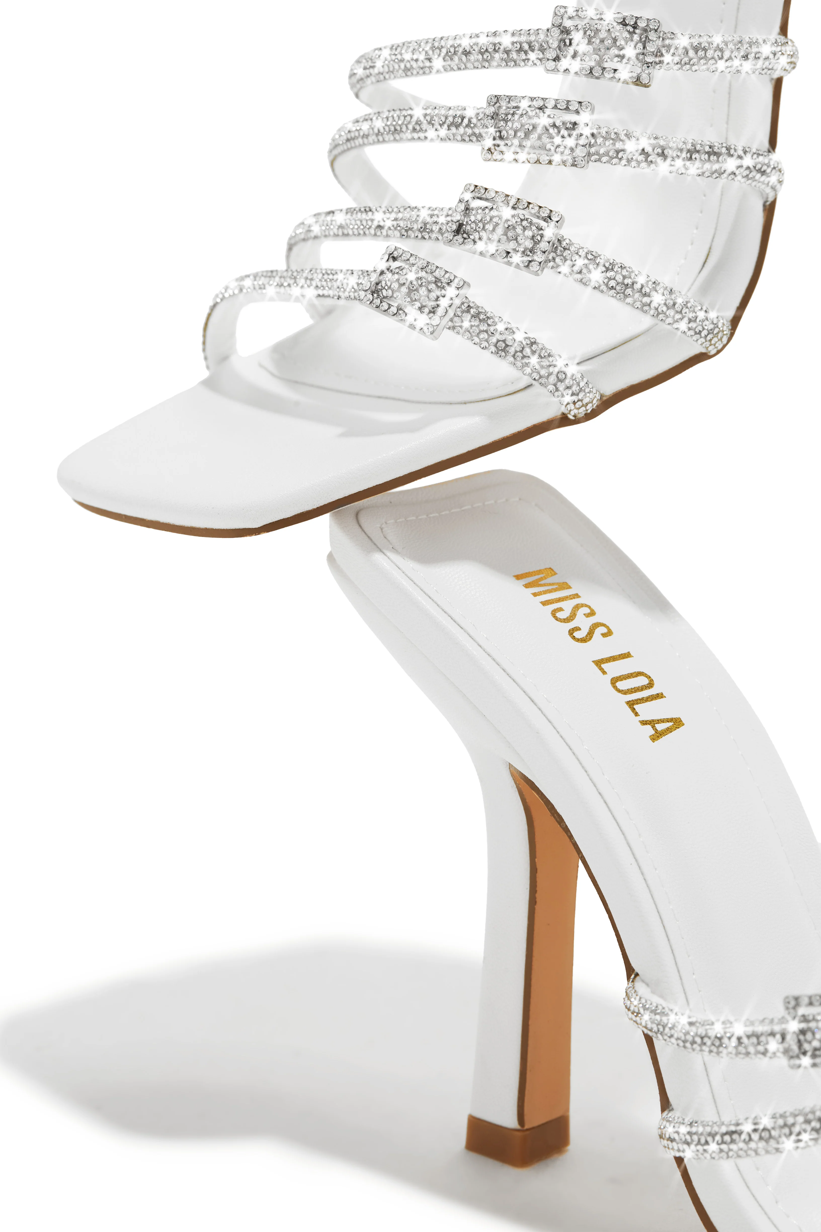 Champagne Taste Embellished High Heel Mules - White - Image 6