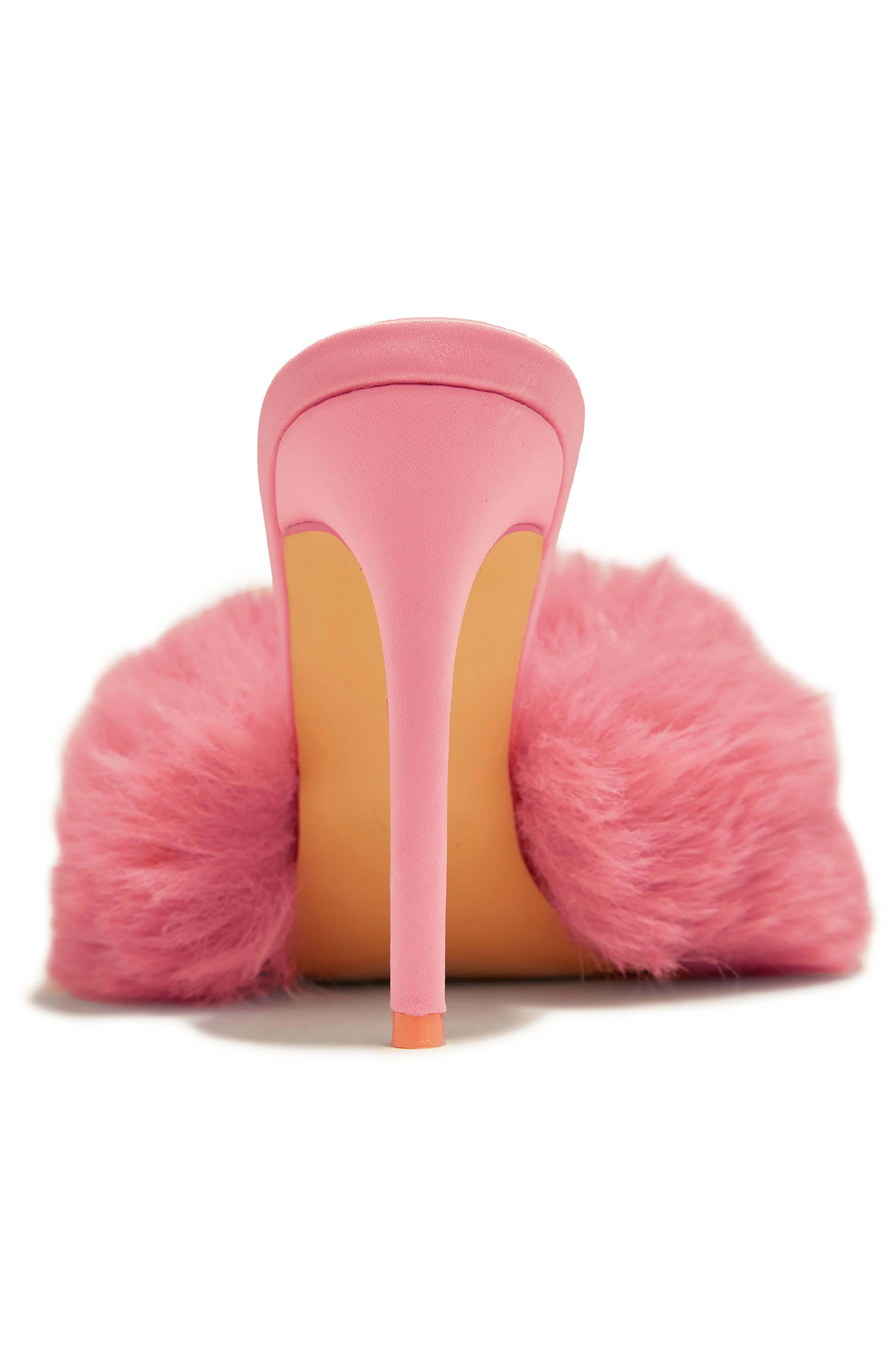 Cherie Faux Fur High Heel Mules - Pink - Image 6
