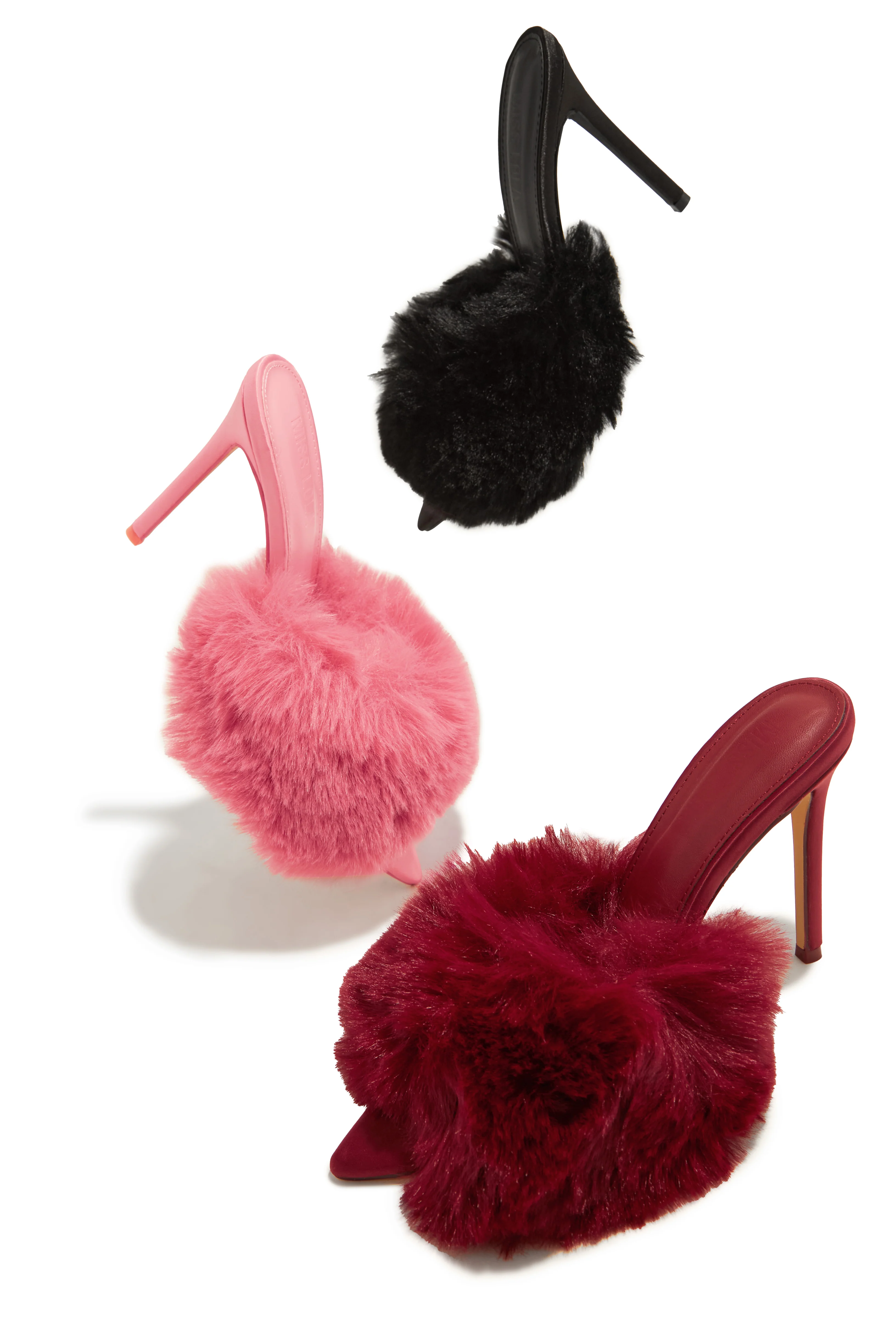 Cherie Faux Fur High Heel Mules - Pink - Image 8