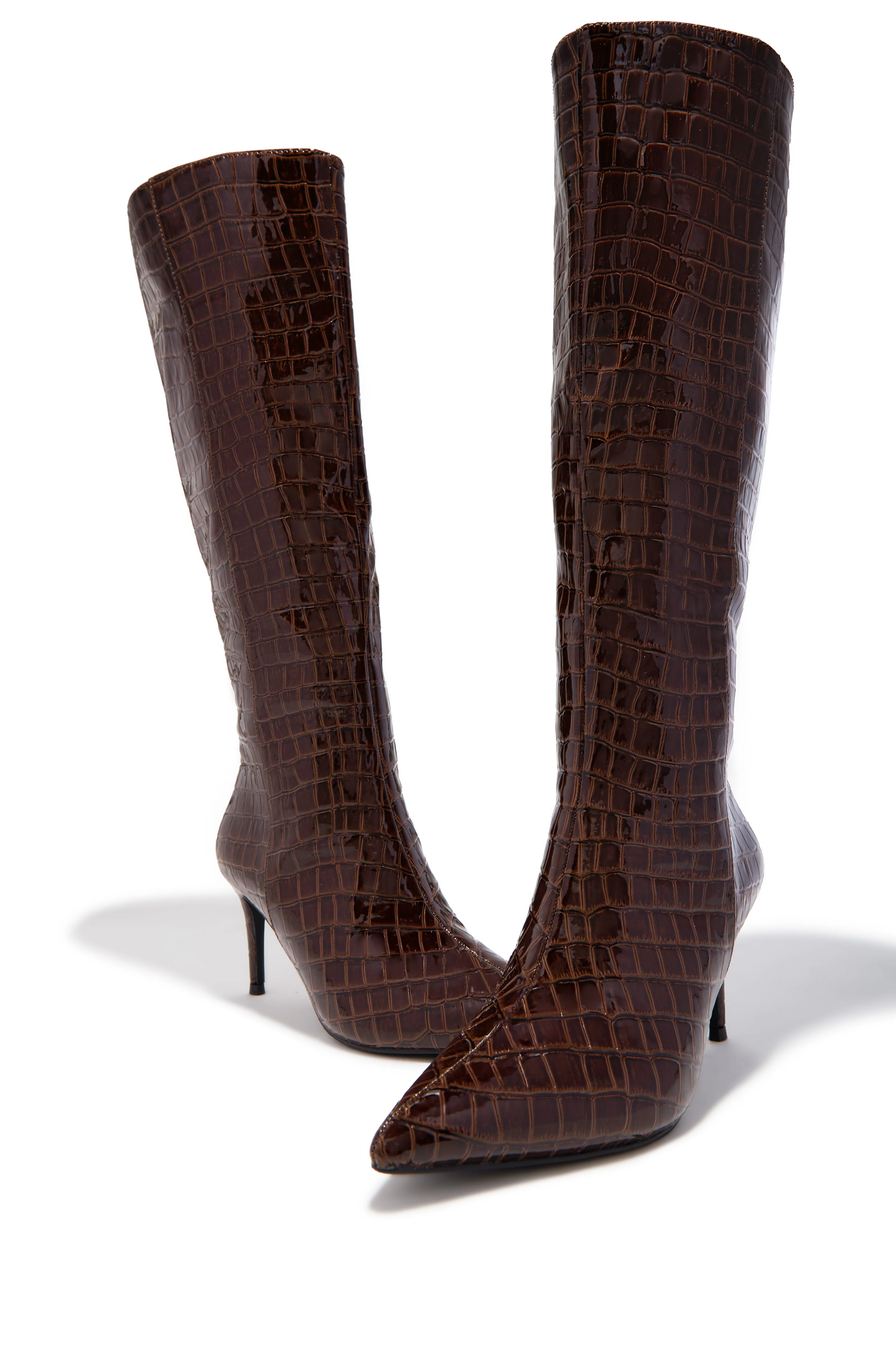 Chrissy Mid Heel Boots - Brown - Image 2