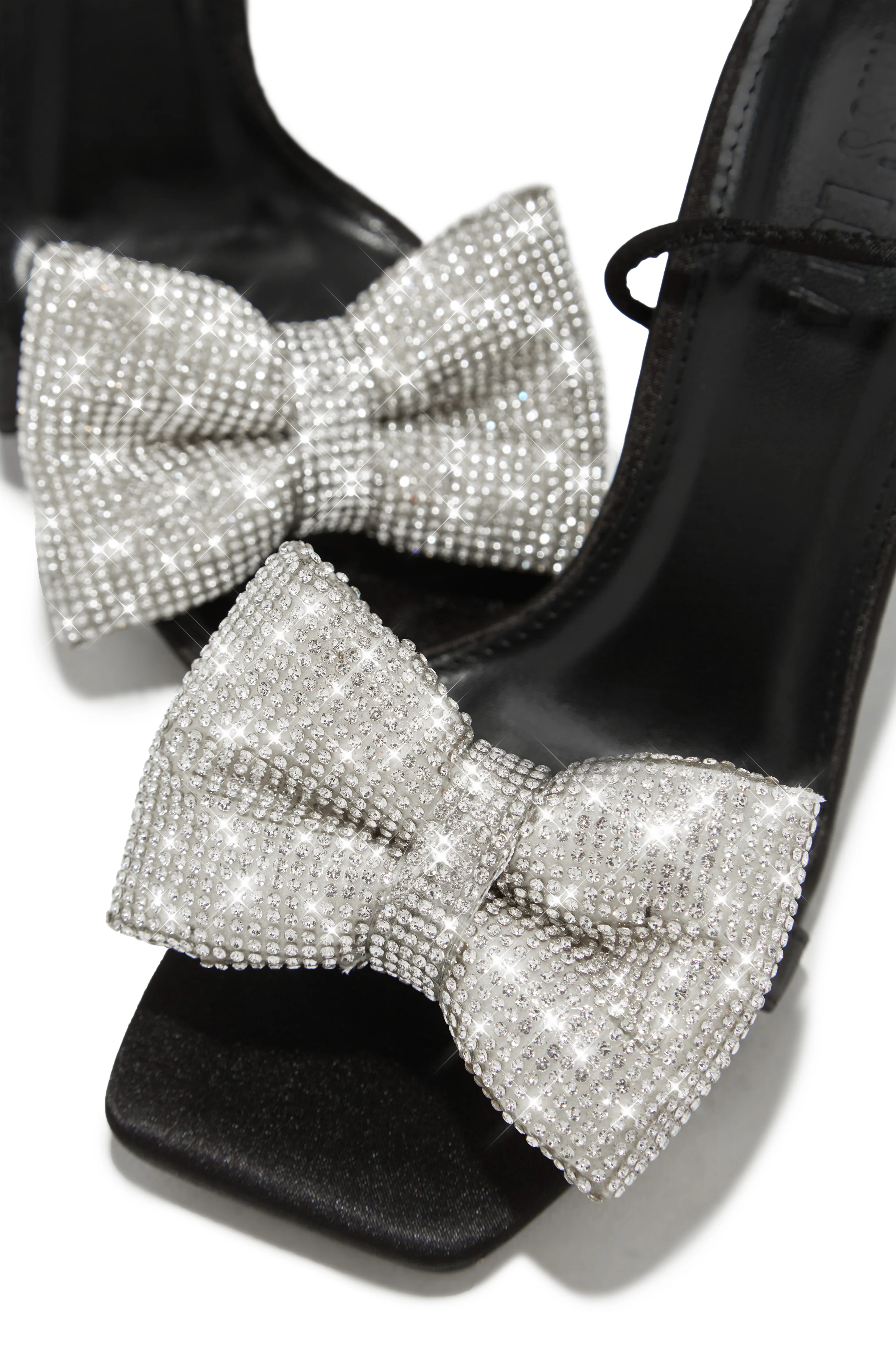 Ciela Lace Up Embellished Bow Heels - Black - Image 4